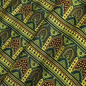 Green Ajrakh Print Modal Satin Fabric 0070 18172