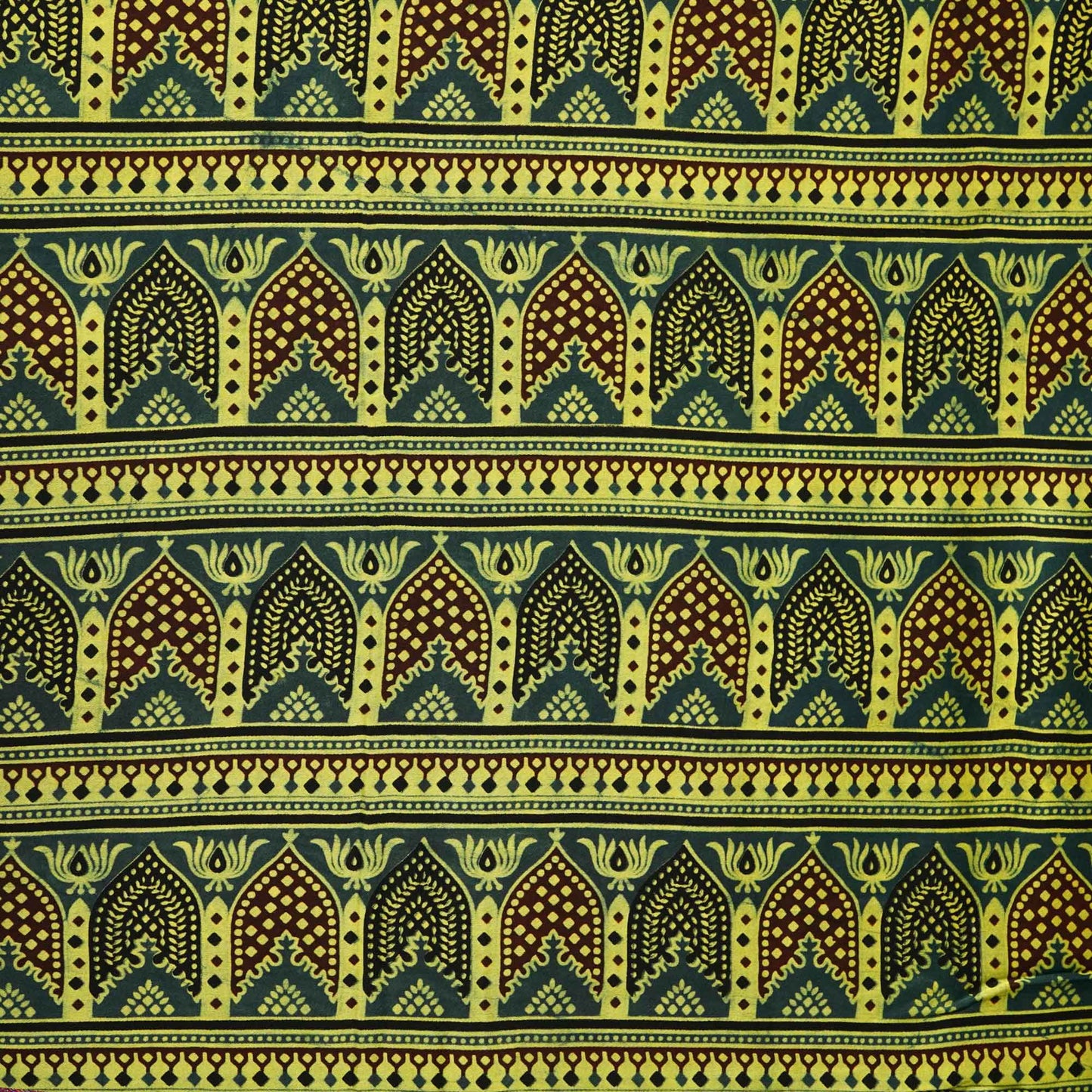 Green Ajrakh Print Modal Satin Fabric 0070 18172