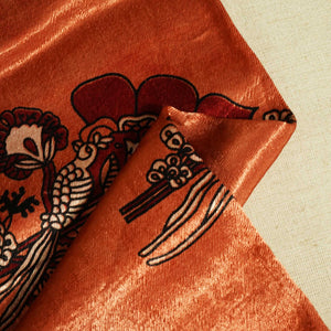 Orange Ajrakh Print Mashru Silk Fabric 0070 18222