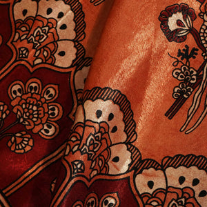 Orange Ajrakh Print Mashru Silk Fabric 0070 18222
