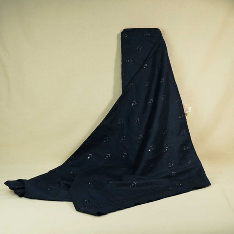 Blue Mirror Embroidery Russian Silk Fabric 5821 SB-18368