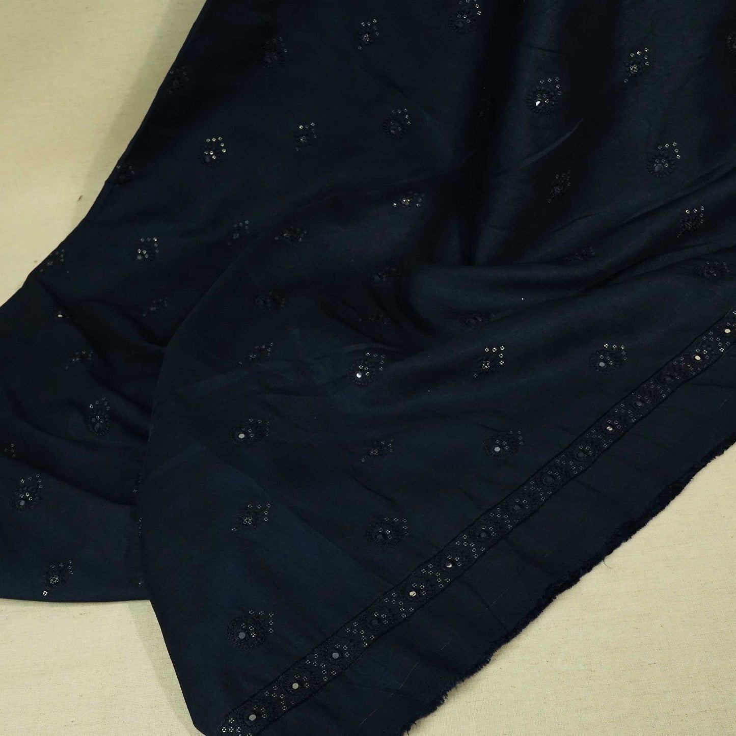 Blue Mirror Embroidery Russian Silk Fabric 5821 SB-18368