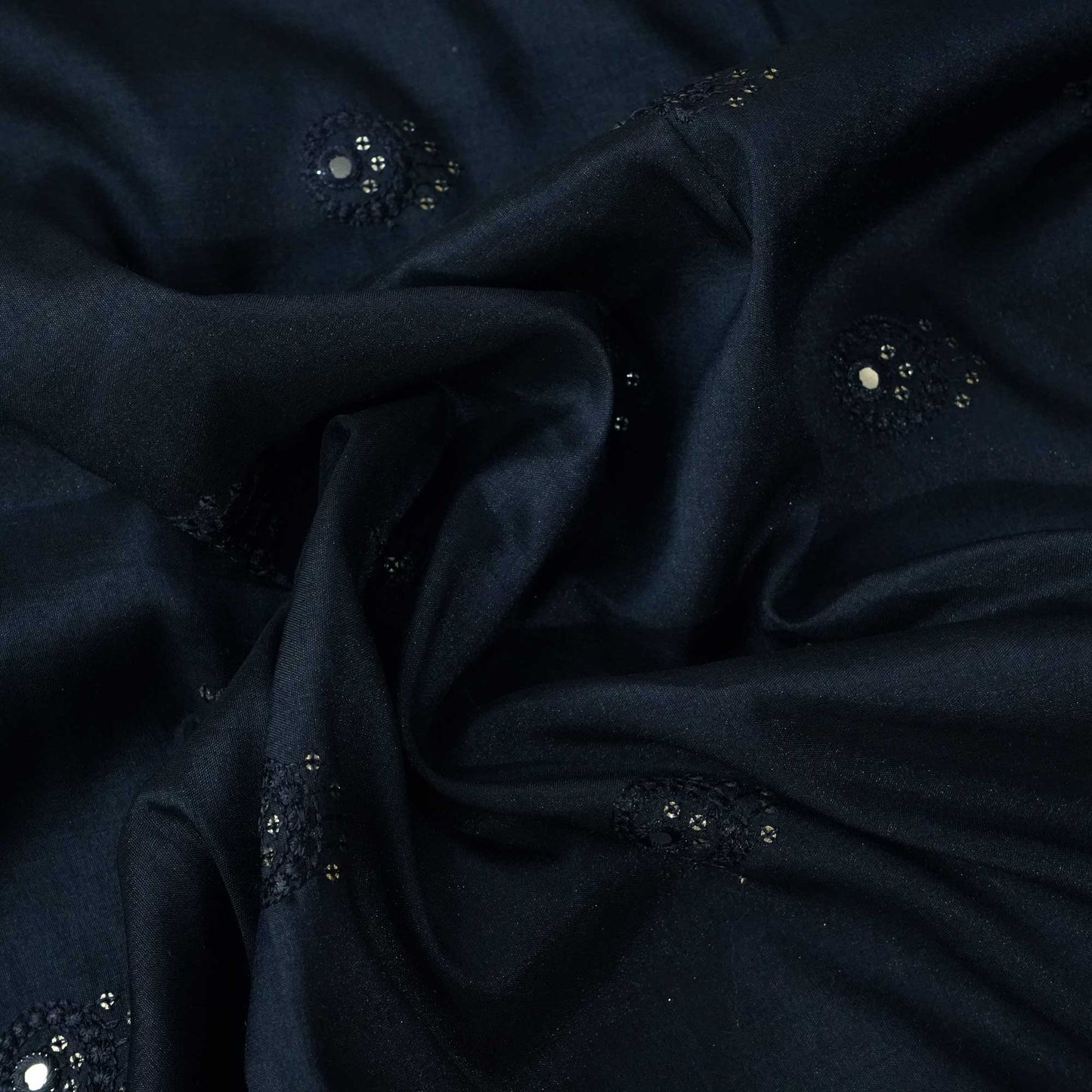 Blue Mirror Embroidery Russian Silk Fabric 5821 SB-18368