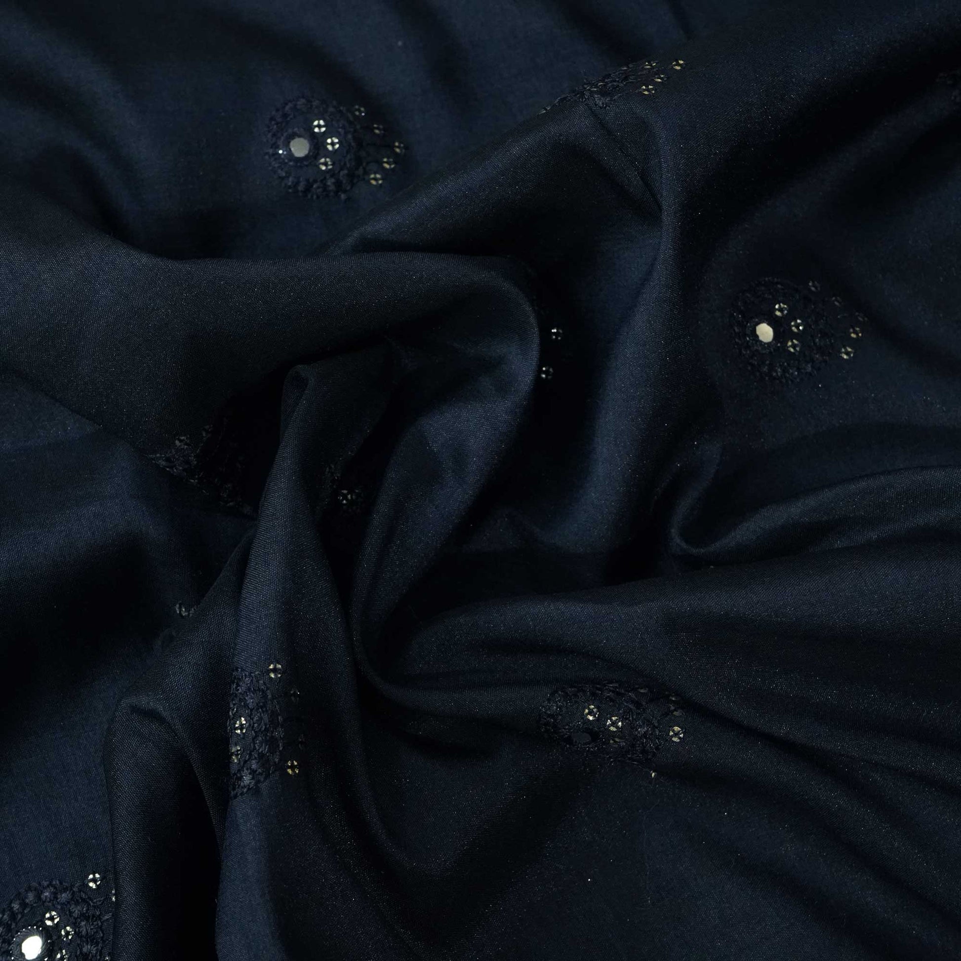 Blue Mirror Embroidery Russian Silk Fabric 5821 SB-18368