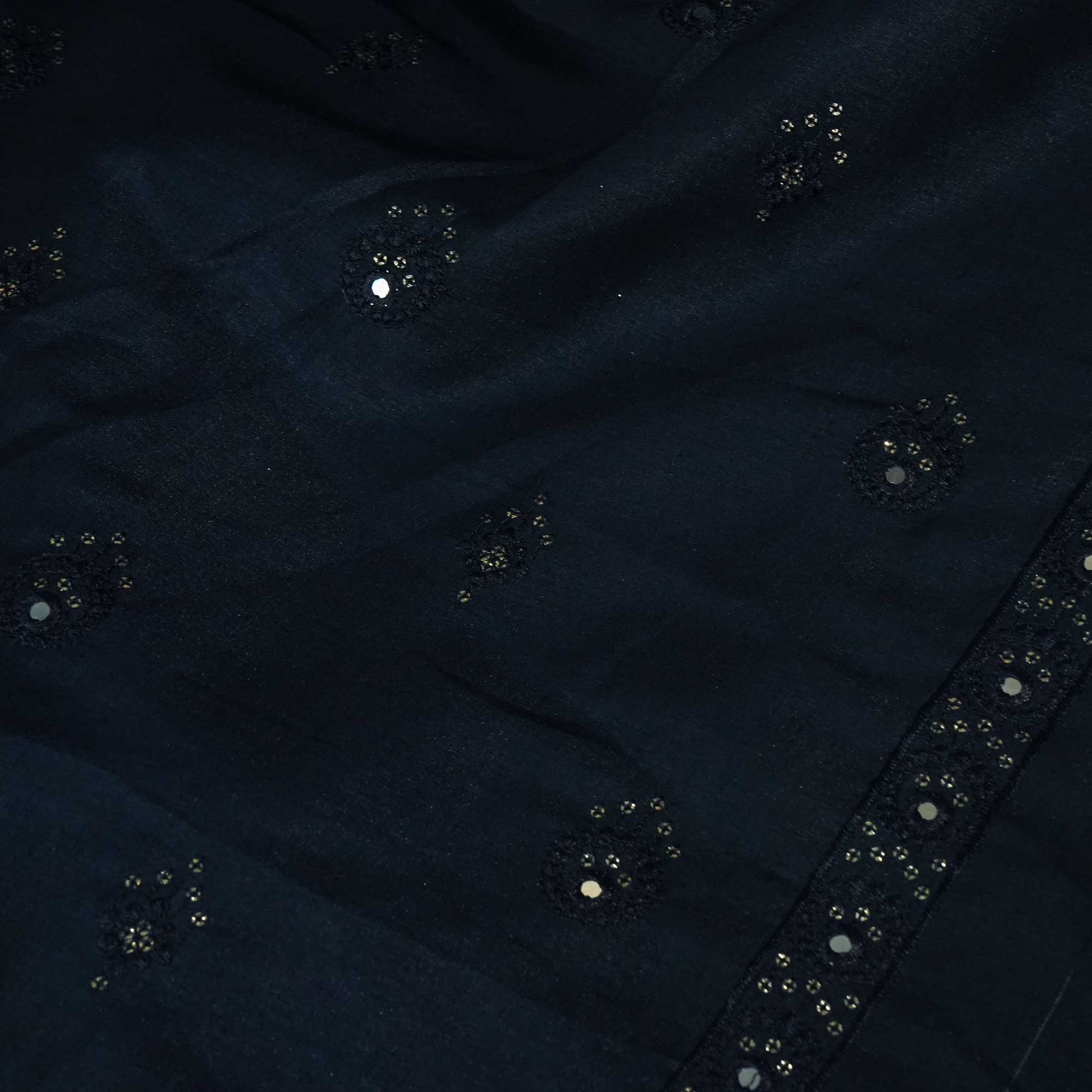 Blue Mirror Embroidery Russian Silk Fabric 5821 SB-18368