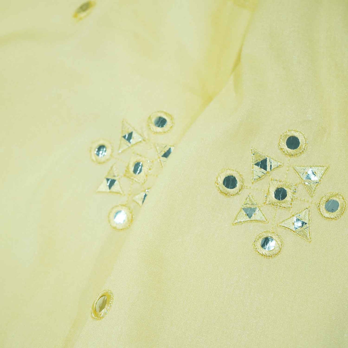 Yellow Mirror Embroidery Russian Silk Fabric SB-18370