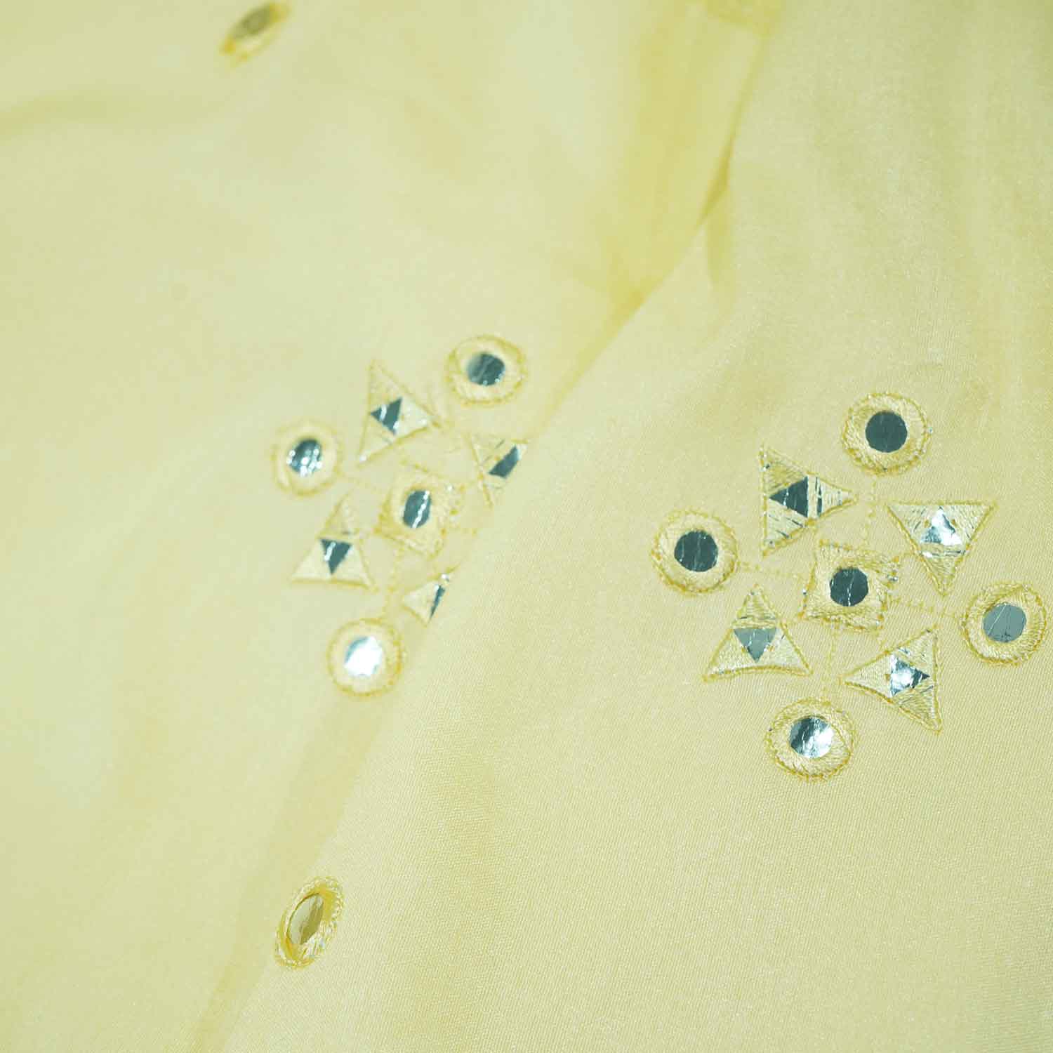 Yellow Mirror Embroidery Russian Silk Fabric SB-18370 - TradeUNO