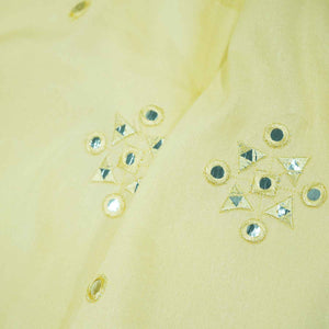 Yellow Mirror Embroidery Russian Silk Fabric SB-18370 - TradeUNO