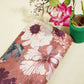 Brown Floral Foil Work Georgette Satin Fabric 128 SS-18376