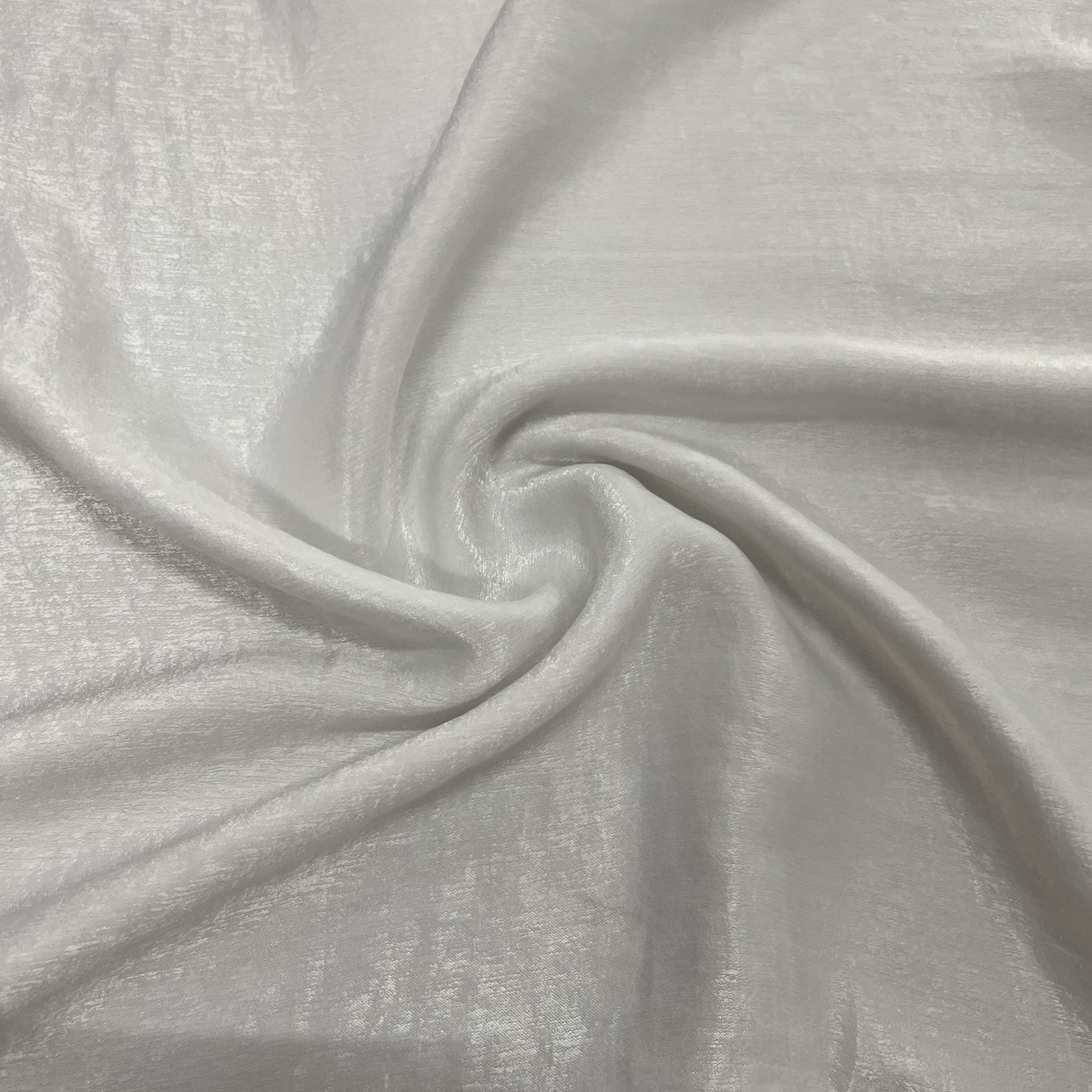White Solid Chanderi Velvet Fabric 18417