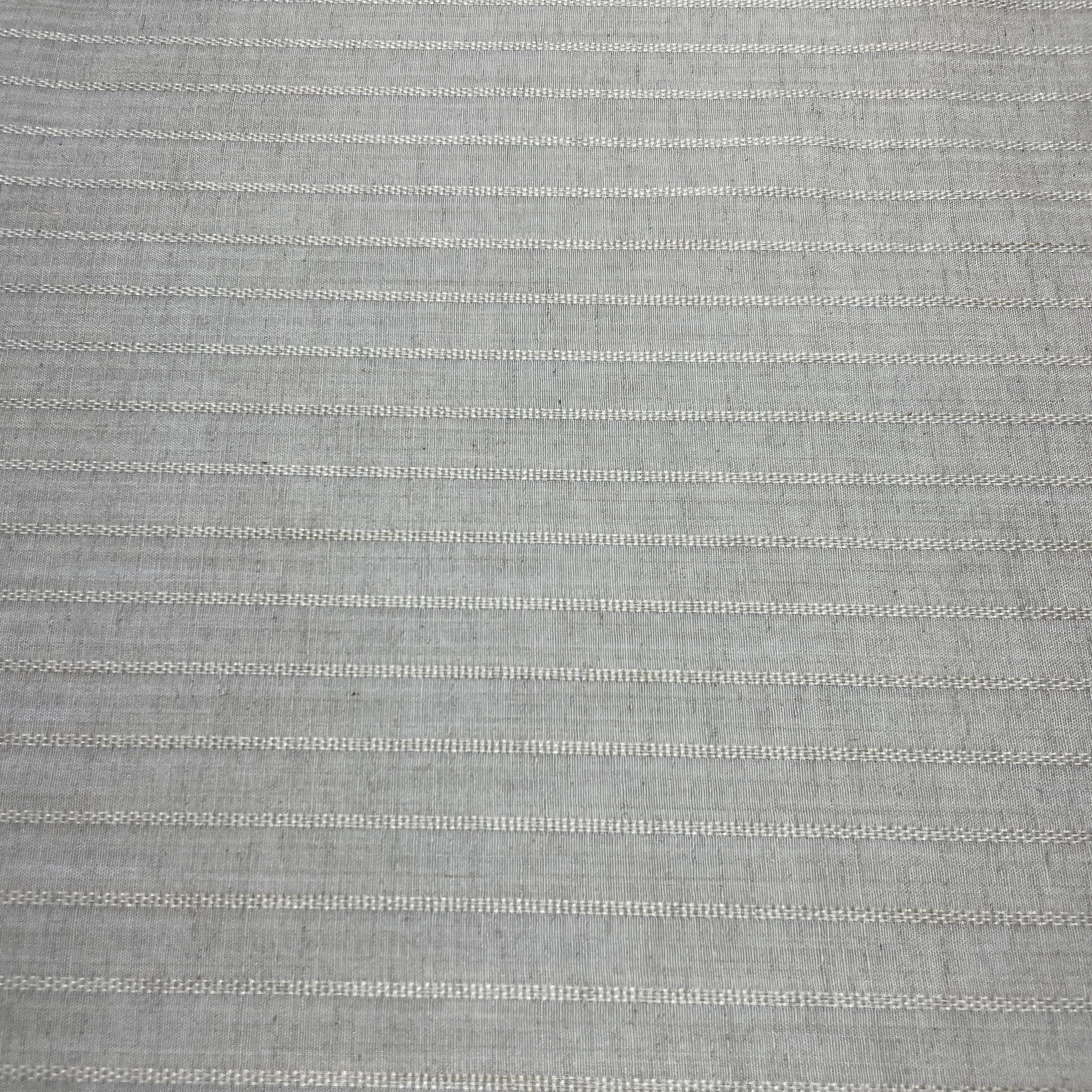 Off White Thread Stripes Print Cotton Linen Fabric 18437