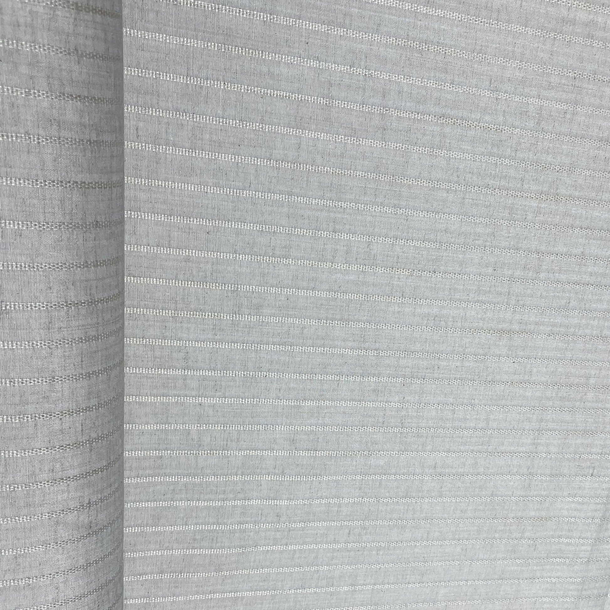 Off White Thread Stripes Print Cotton Linen Fabric 18437