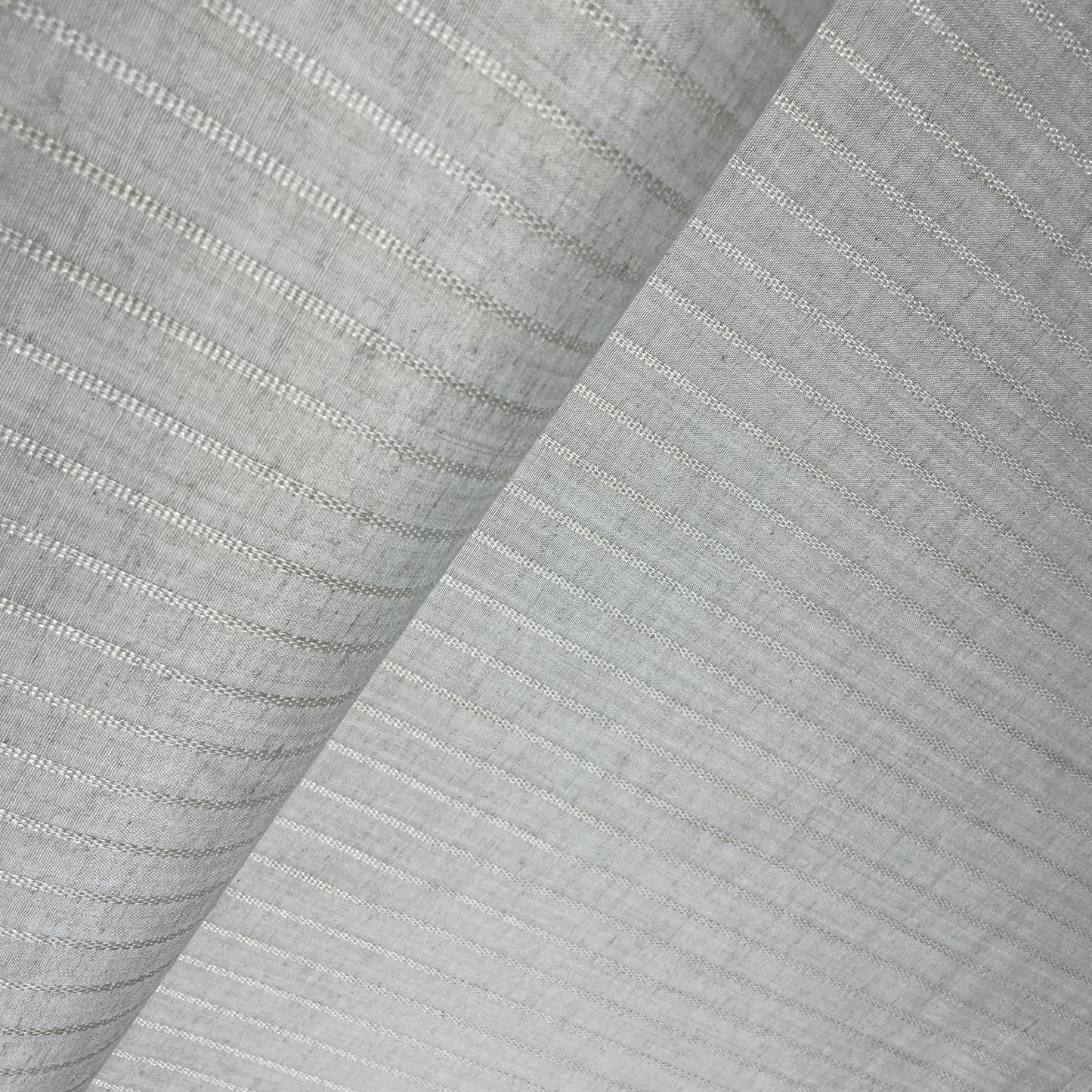 Off White Thread Stripes Print Cotton Linen Fabric 18437