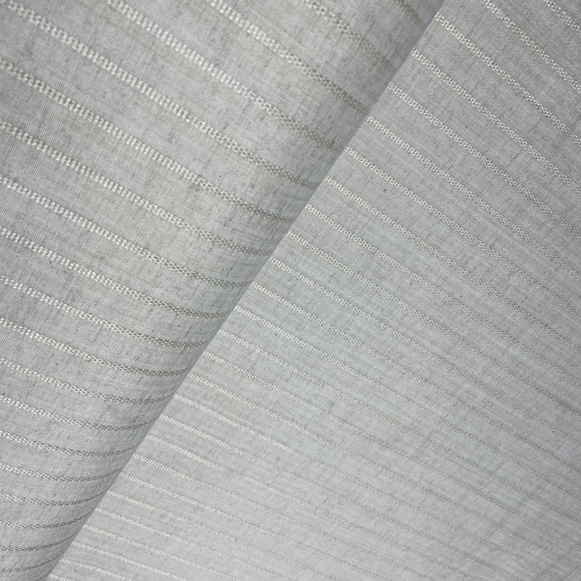 Off White Thread Stripes Print Cotton Linen Fabric 18437
