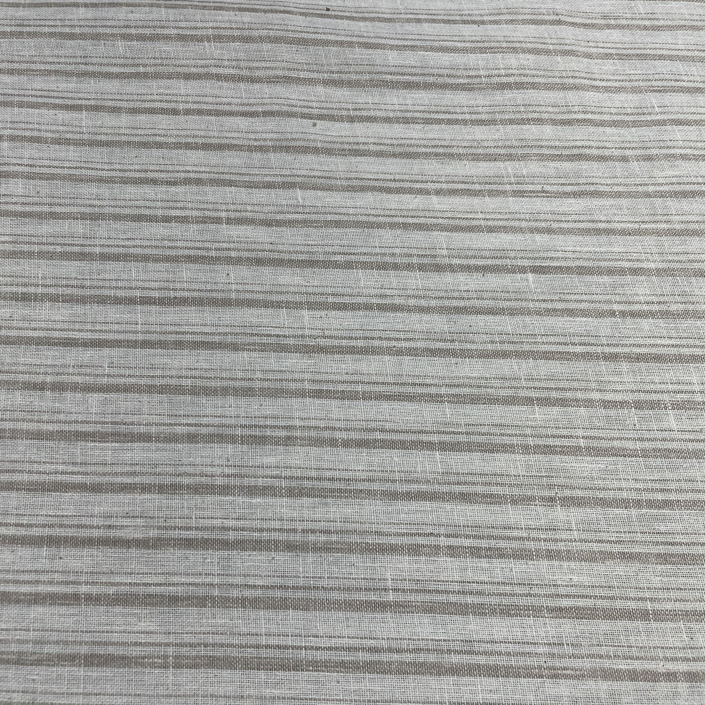 Khaki & Off White Stripes Print Cotton Linen Fabric 18446