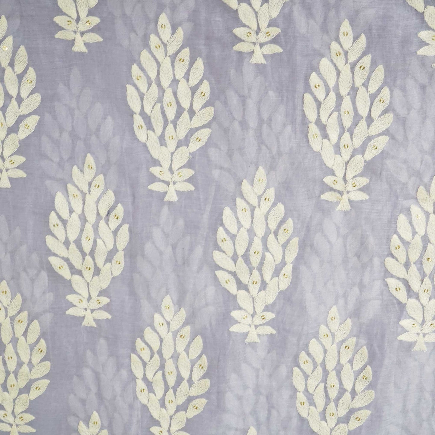 Purple Thread Embroidery Malai Chanderi Silk Fabric 0406-SN-18574