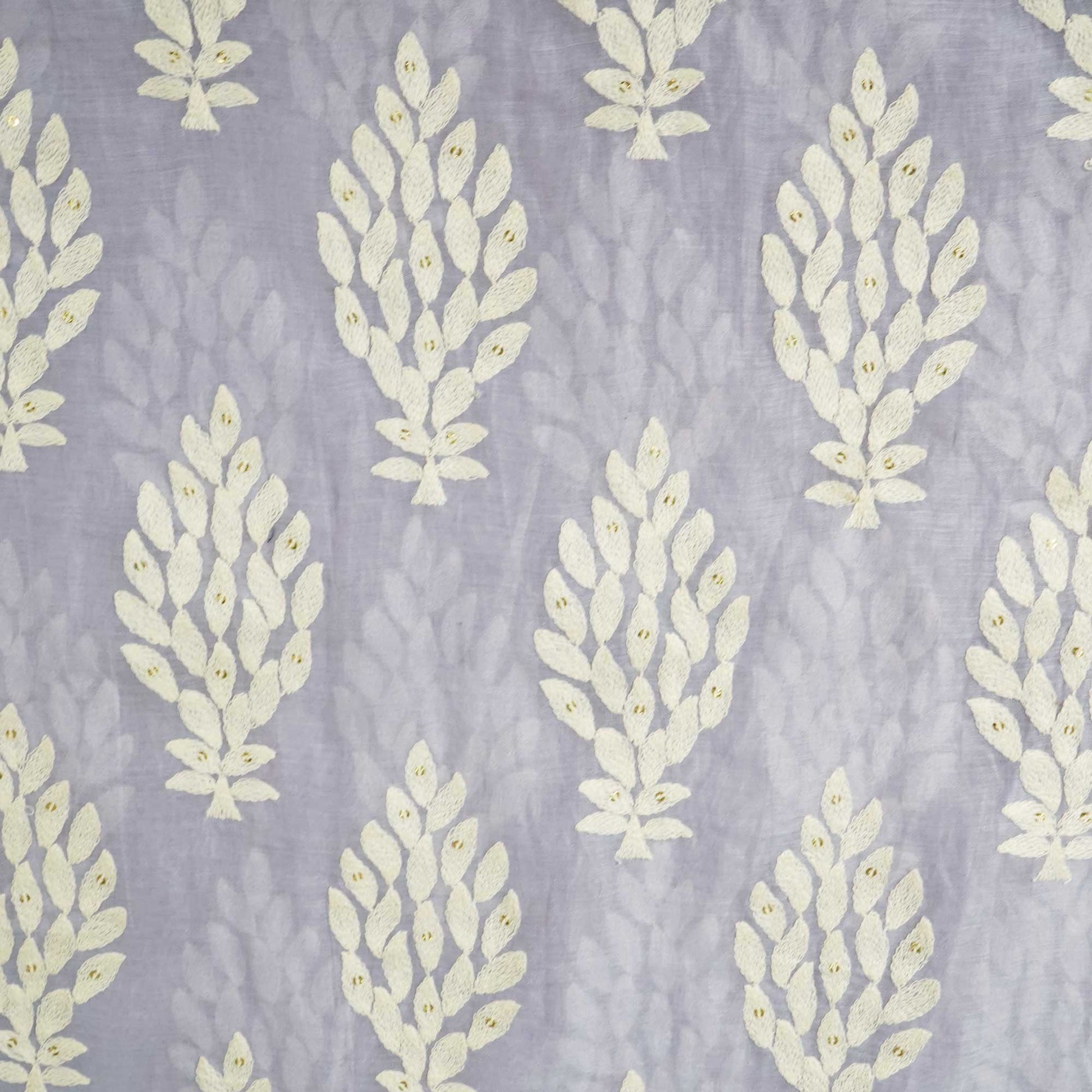 Purple Thread Embroidery Malai Chanderi Silk Fabric 0406-SN-18574