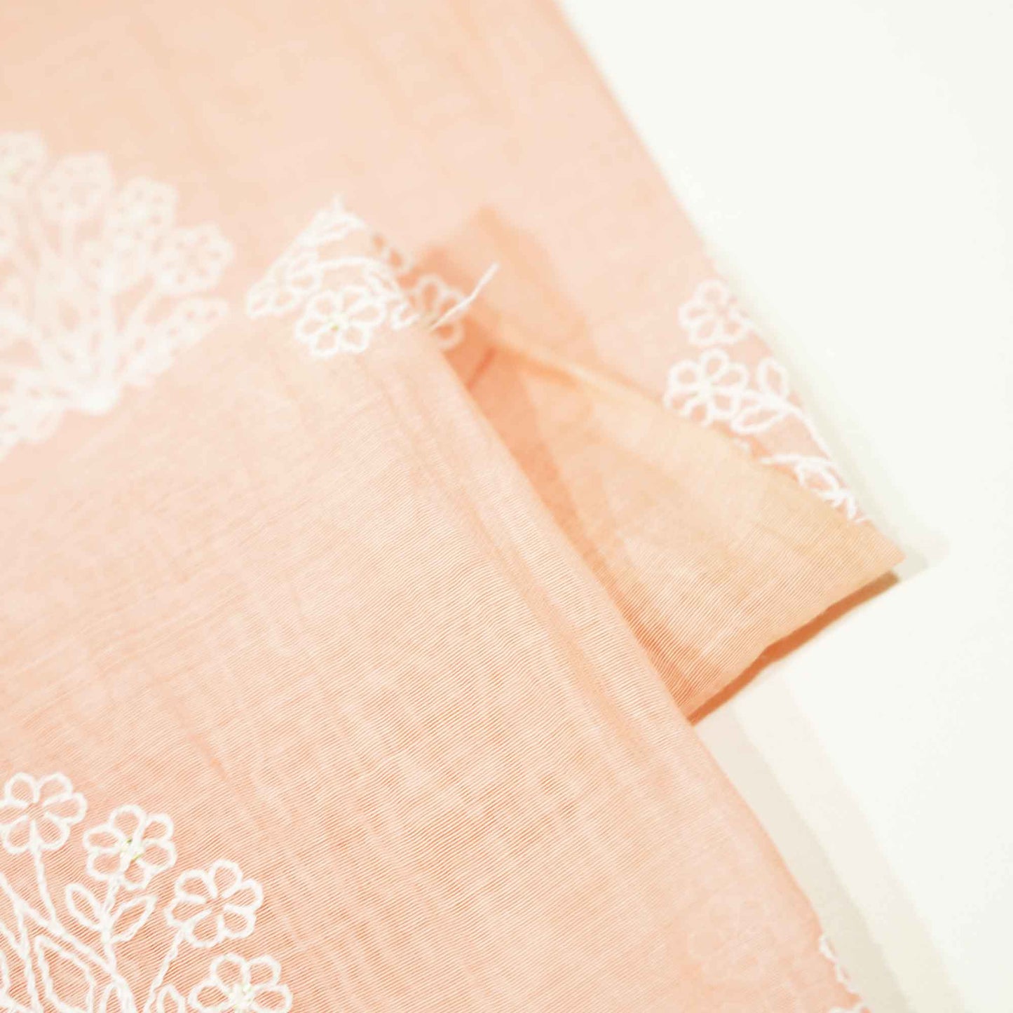 Orange Thread Embroidery Malai Chanderi Silk Fabric 0406-SN-18580