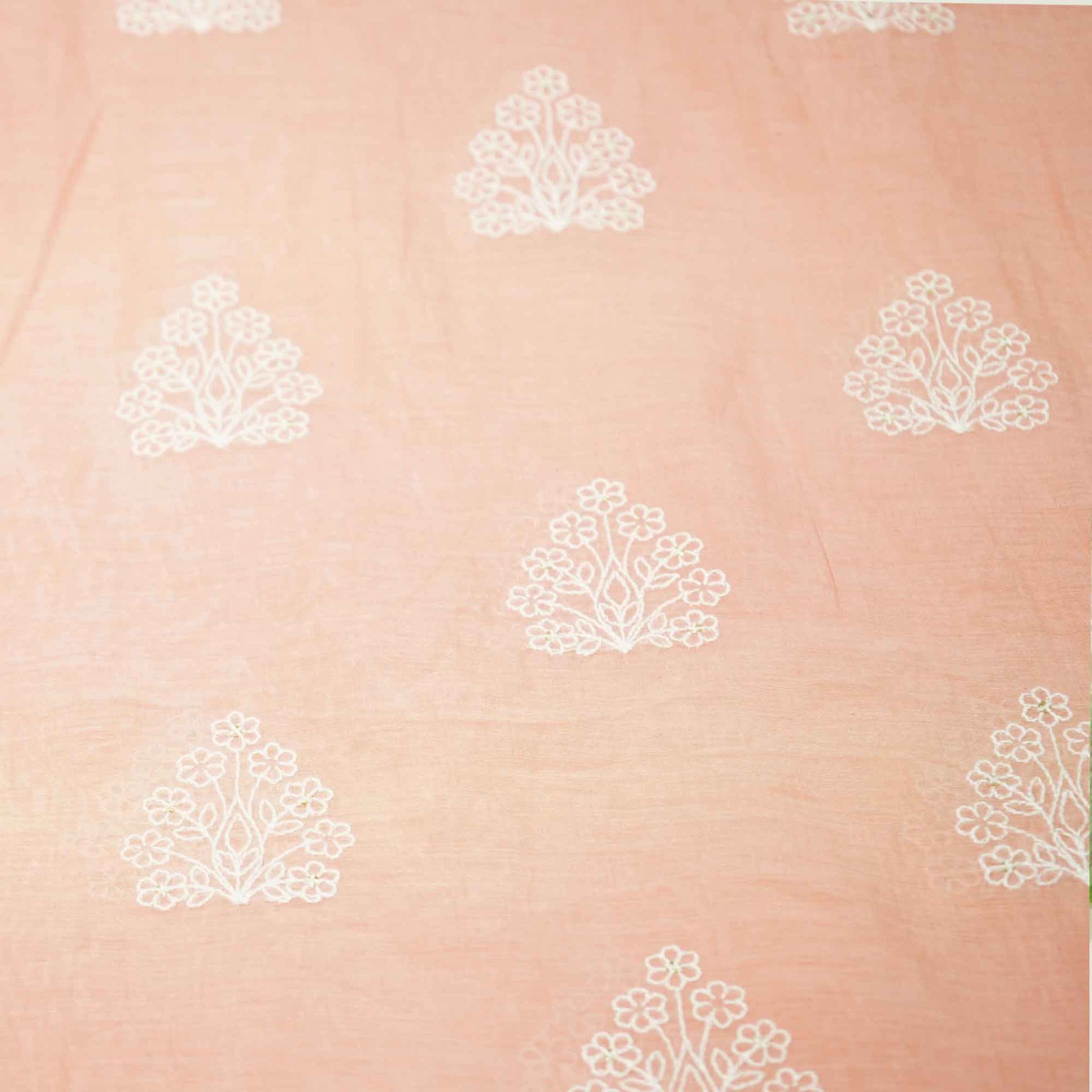 Orange Thread Embroidery Malai Chanderi Silk Fabric 0406-SN-18580