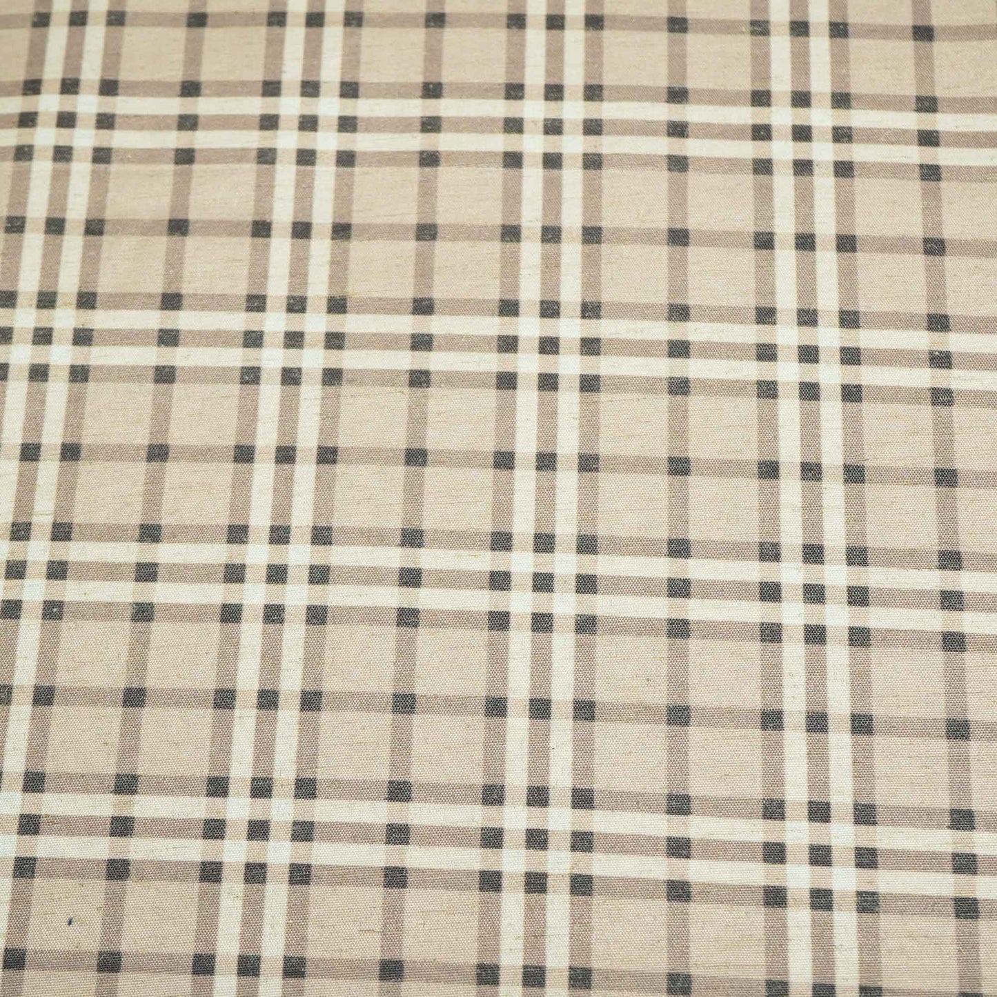 Light Brown Check Print Cotton Linen Fabric 09931 RS-18695