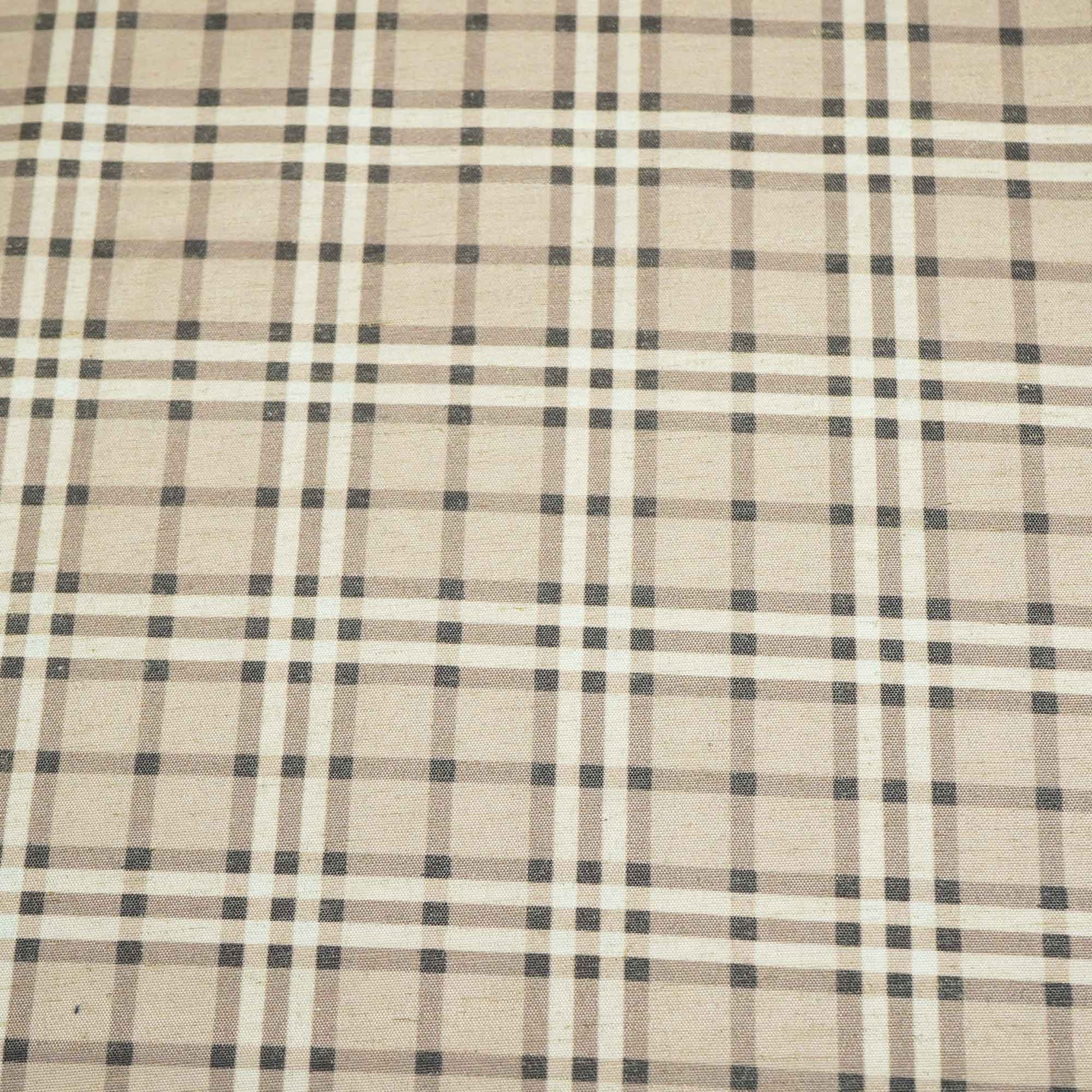 Light Brown Check Print Cotton Linen Fabric 09931 RS-18695