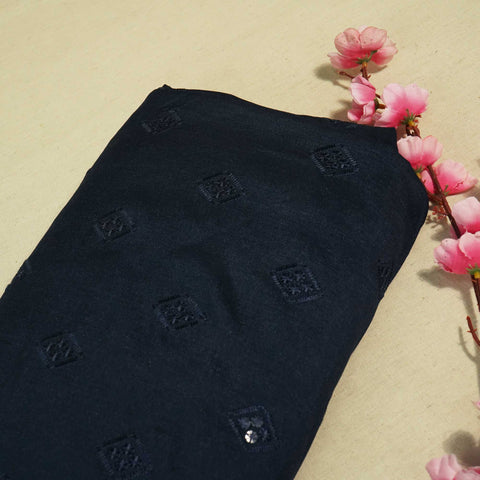 Blue Thread Sequins Embroidery Russian Silk Fabric 6469 SB-18704