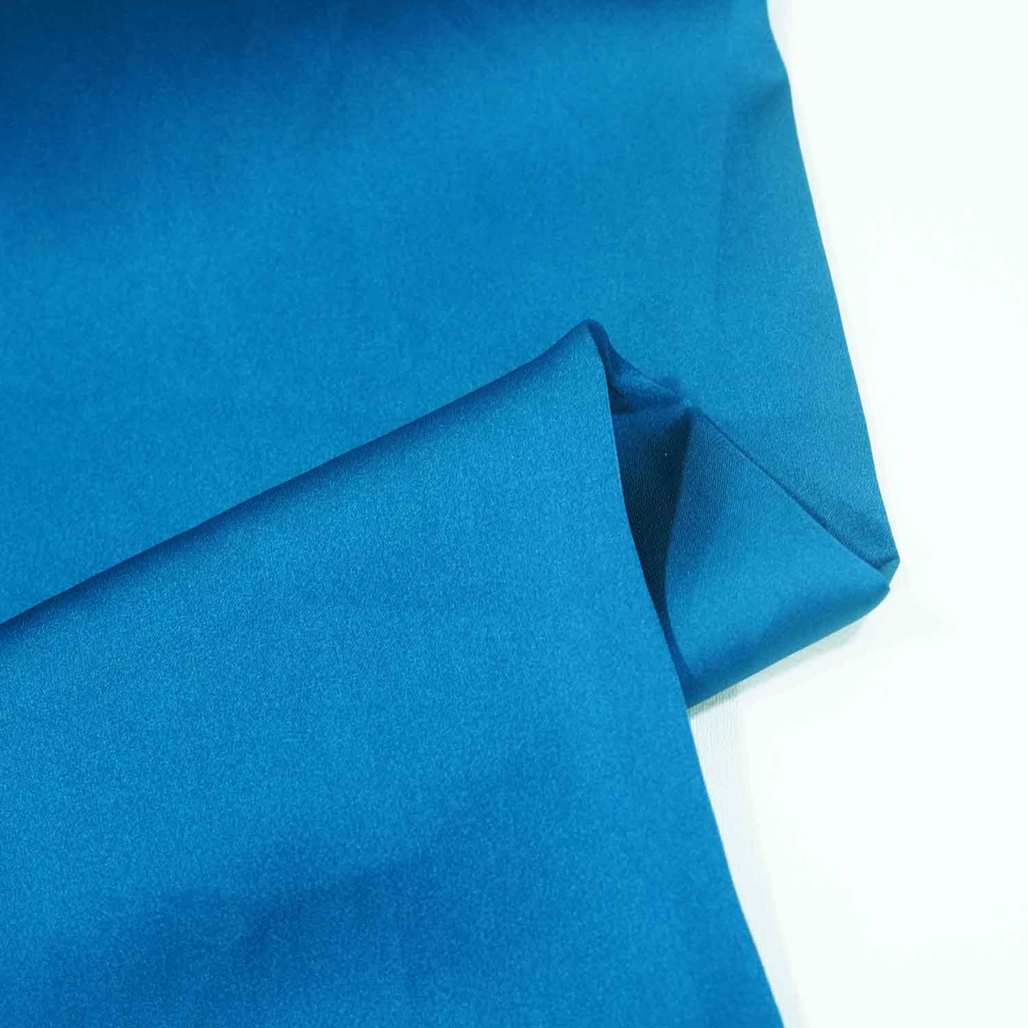 Teal Blue Solid Zara Satin Fabric AF-18722 - TradeUNO