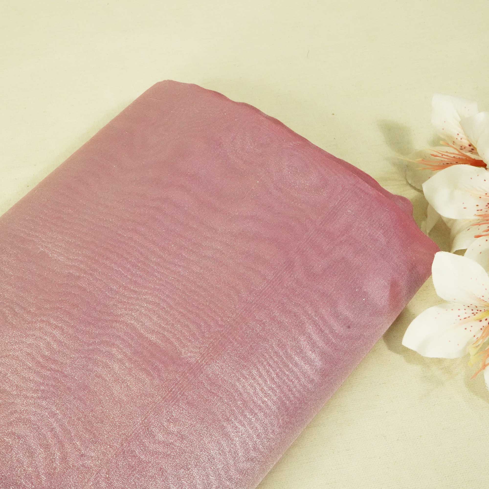Pink Solid Plain Tissue Fabric 332 KR-18753