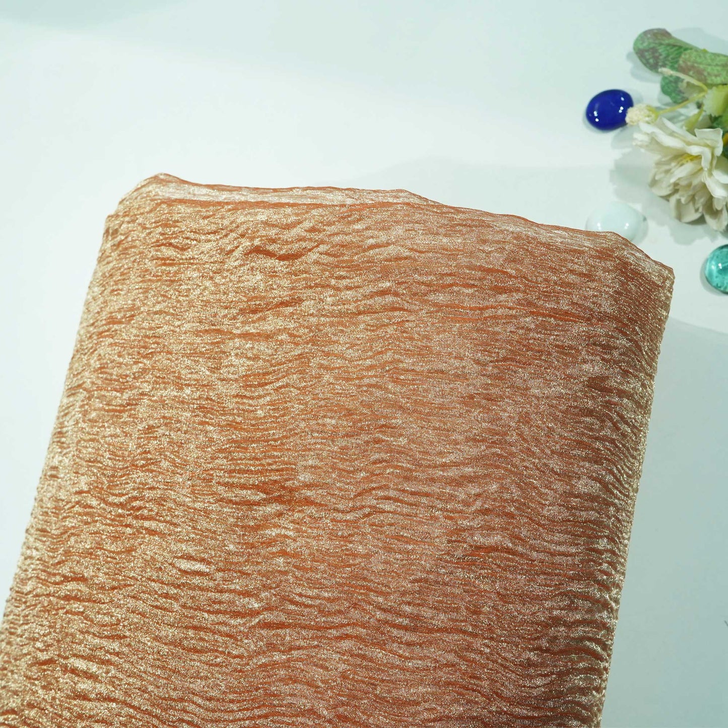 Dark Orange Solid Crushed Tissue Fabric 332 KR-18767