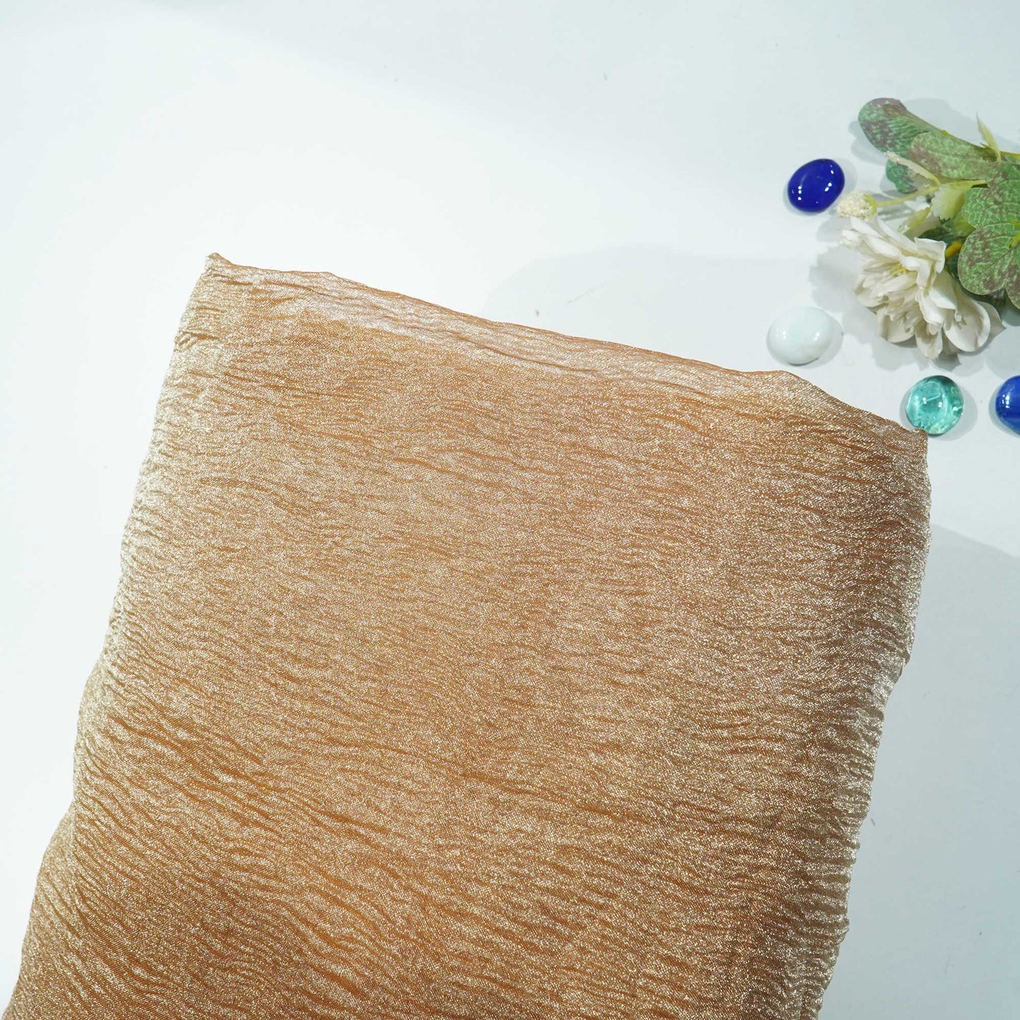 Dark Peach Solid Crushed Tissue Fabric 332 KR-18771