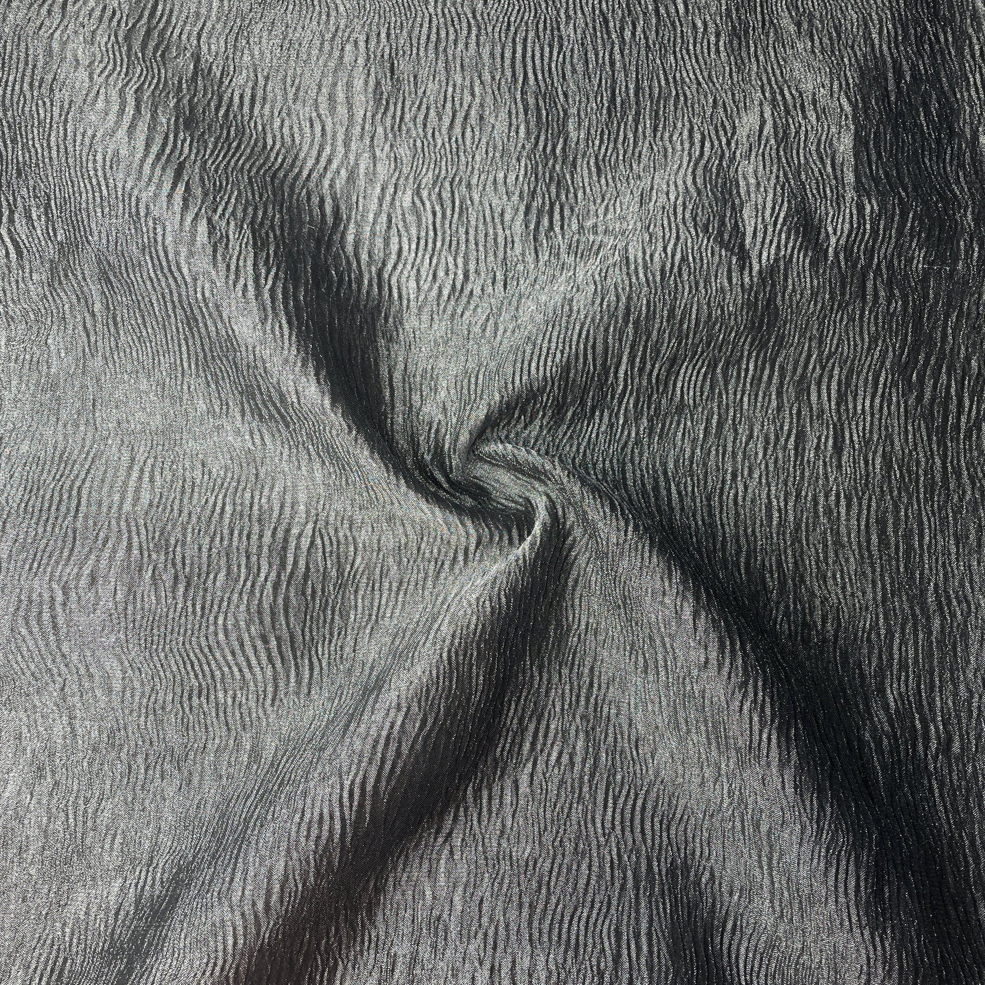 Grey Solid Crushed Tissue Fabric 18774