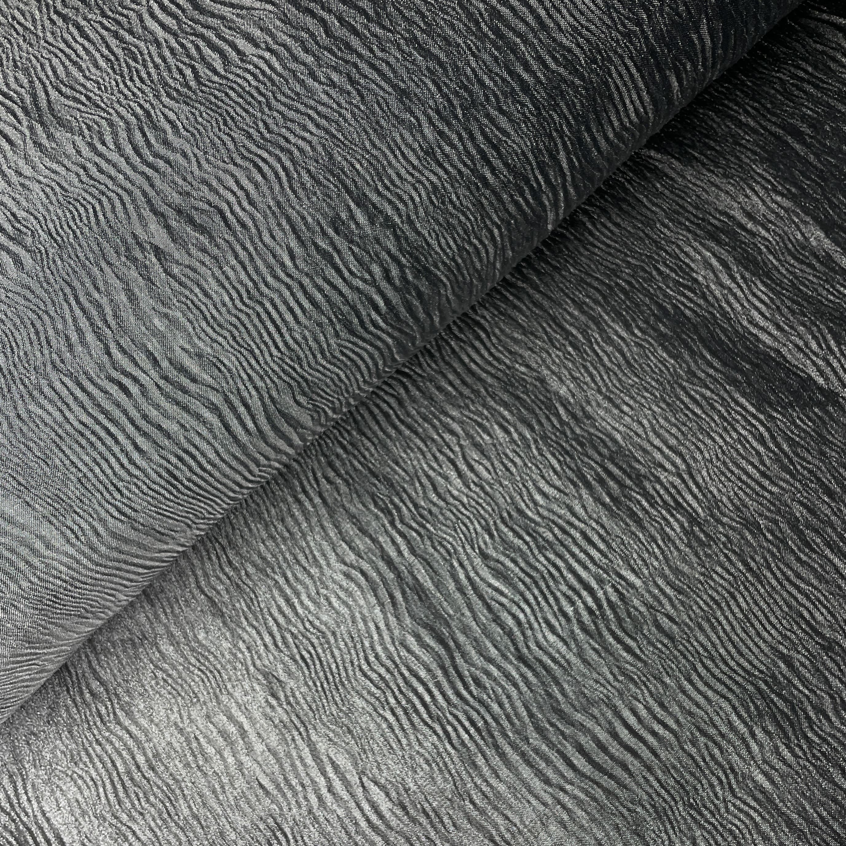 Grey Solid Crushed Tissue Fabric 18774