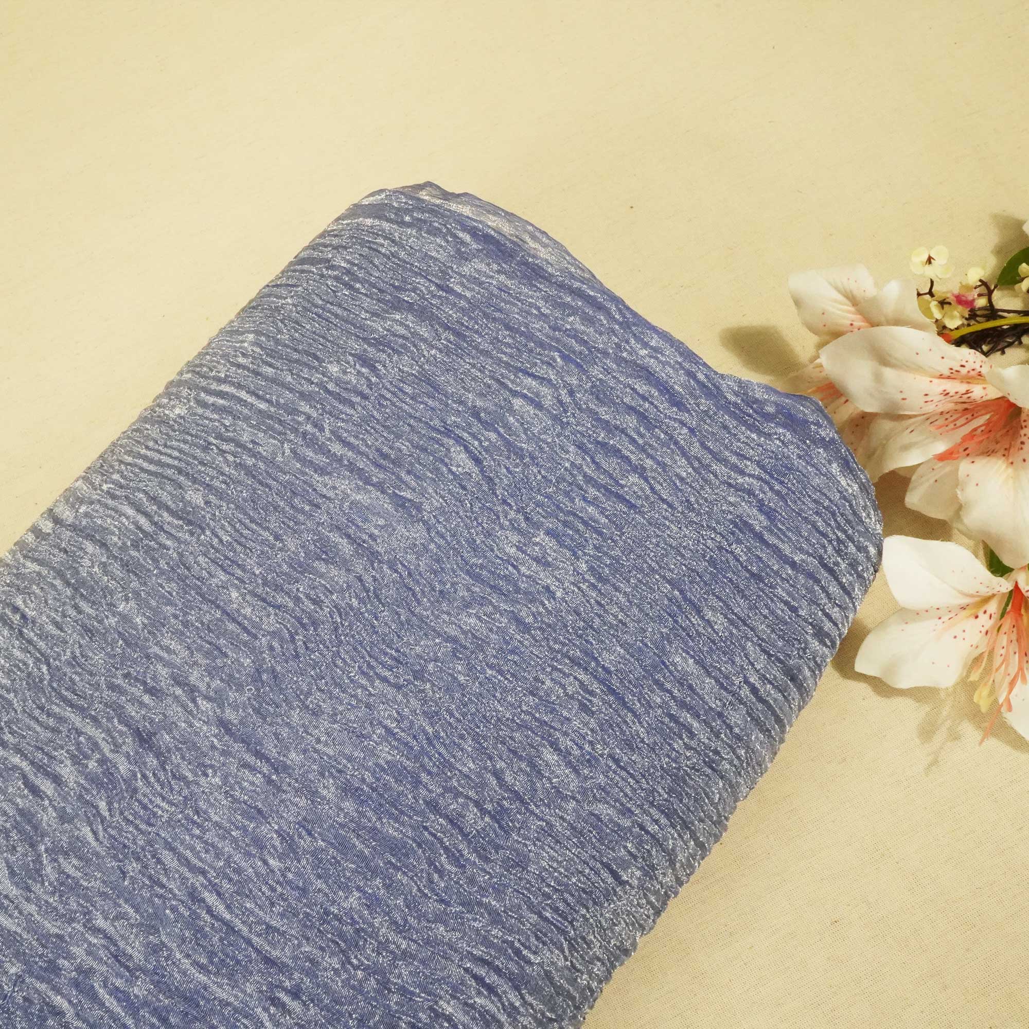Royal Blue Solid Crushed Tissue Fabric 332 KR-18776