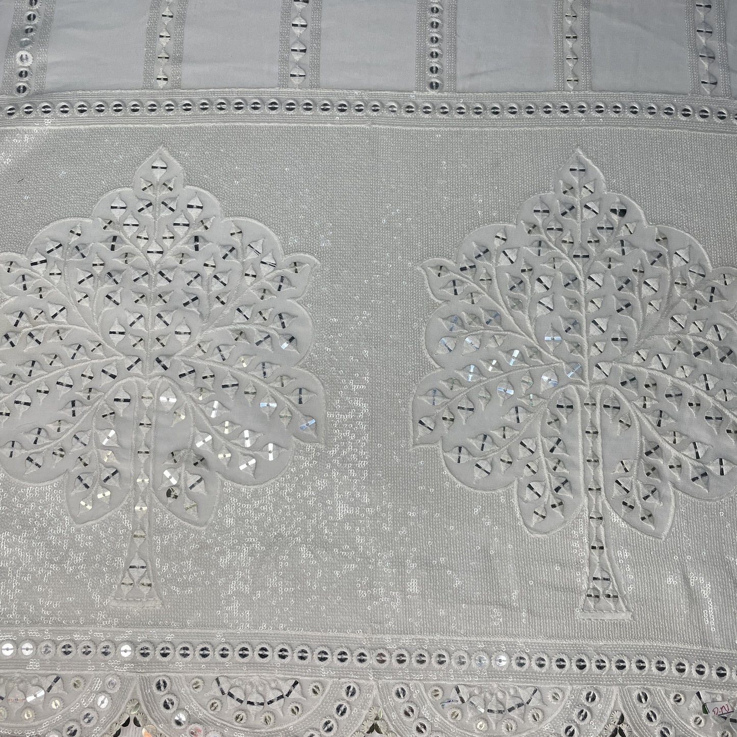 White Dyeable Sequins Embroidery Georgette Fabric 18786