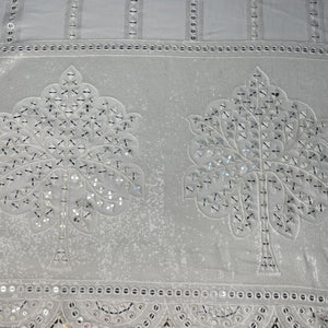 White Dyeable Sequins Embroidery Georgette Fabric 18786
