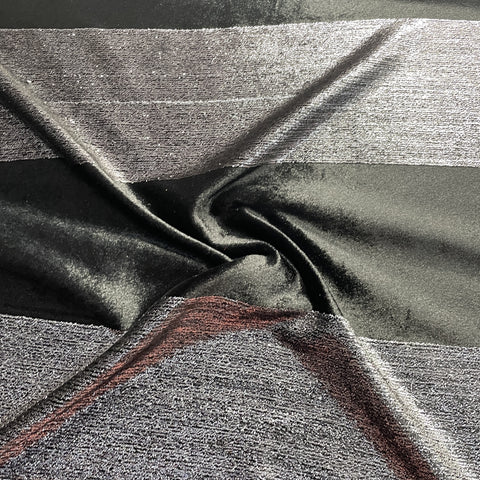 Black Metalic Stripes Valvet Fabric 18792