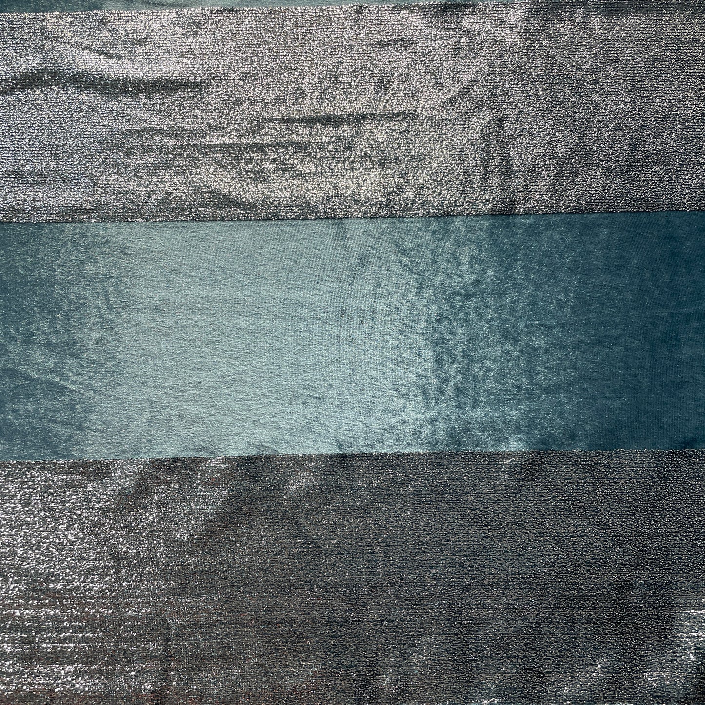 Blue Metalic Stripes Velvet Fabric
