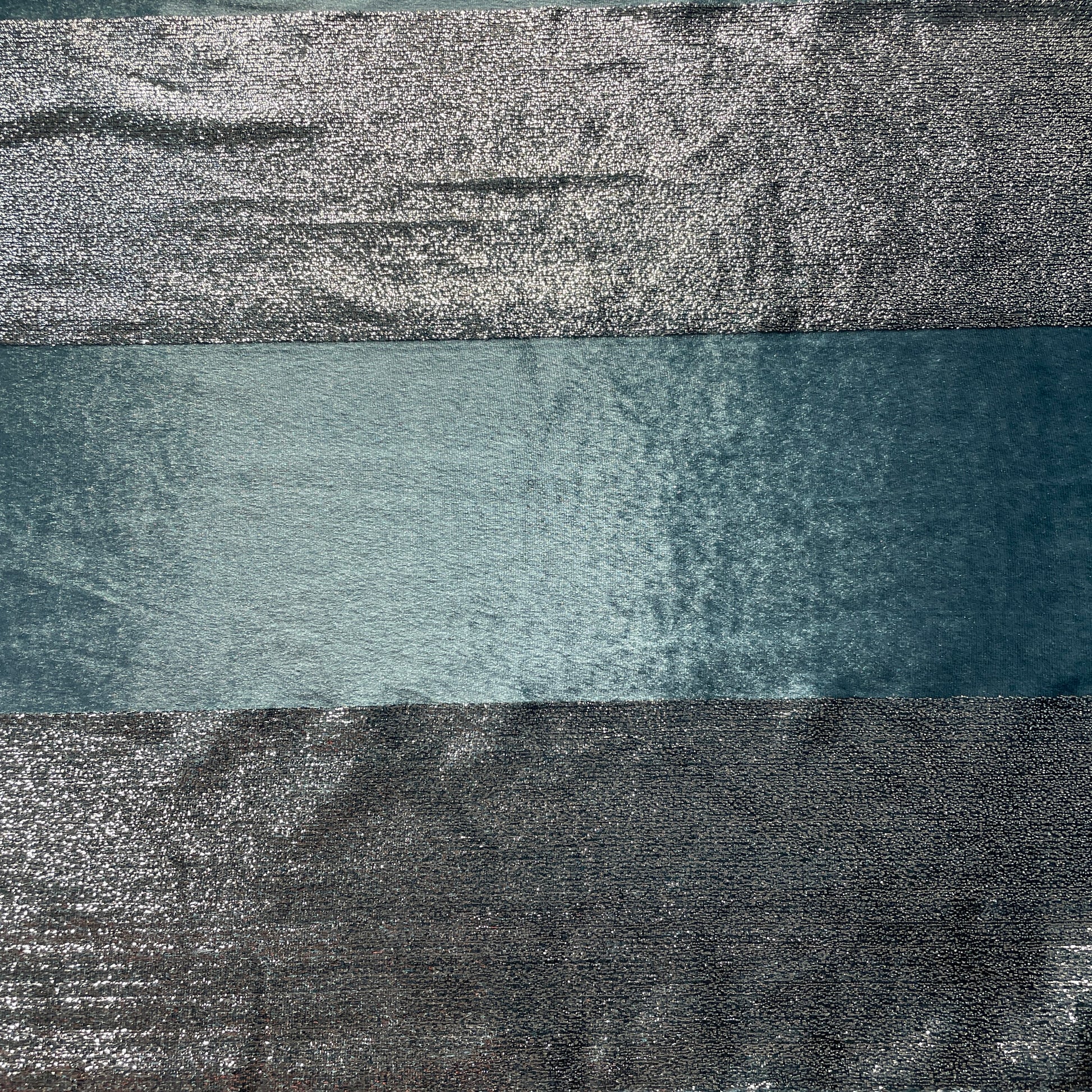 Blue Metalic Stripes Velvet Fabric