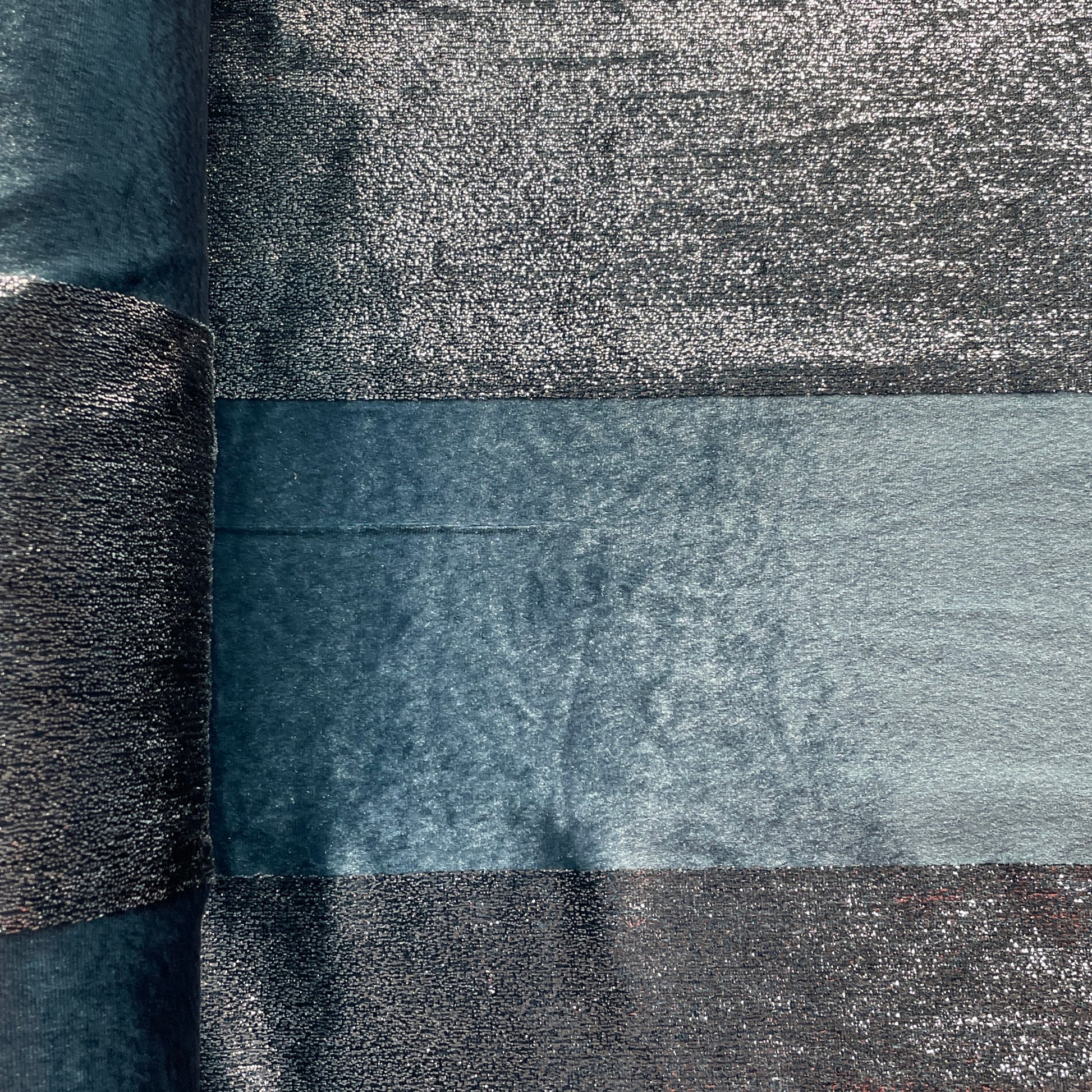 Blue Metalic Stripes Velvet Fabric
