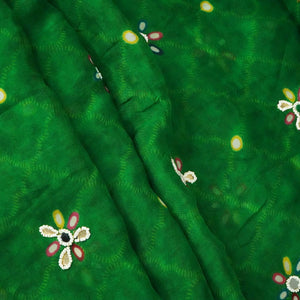 Green Pearl and Mirror hand Embroidery Organza Fabric 02355 GT-18816