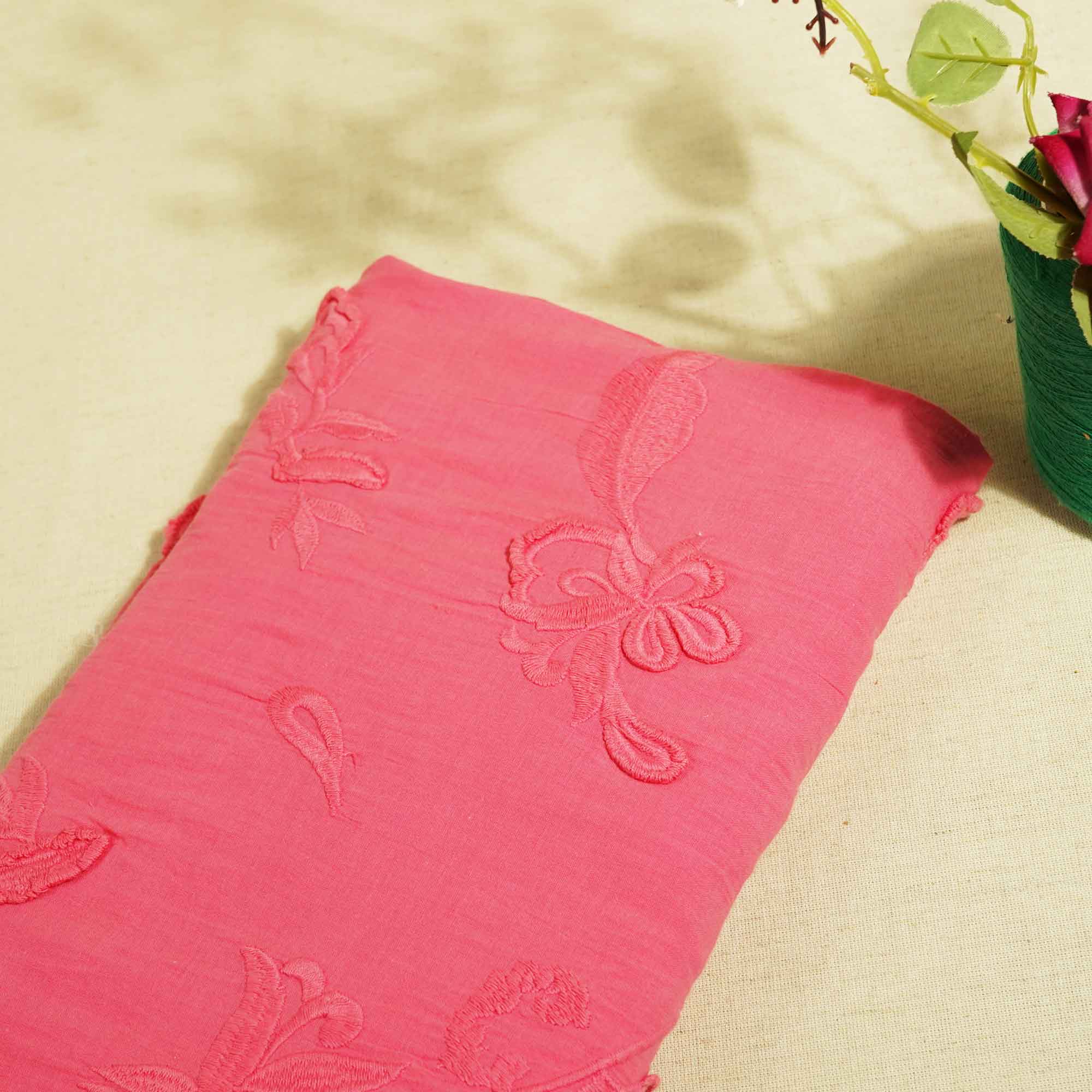 Pink Floral Cutdana Embroidery Tissue Fabric 02355 GT-18817