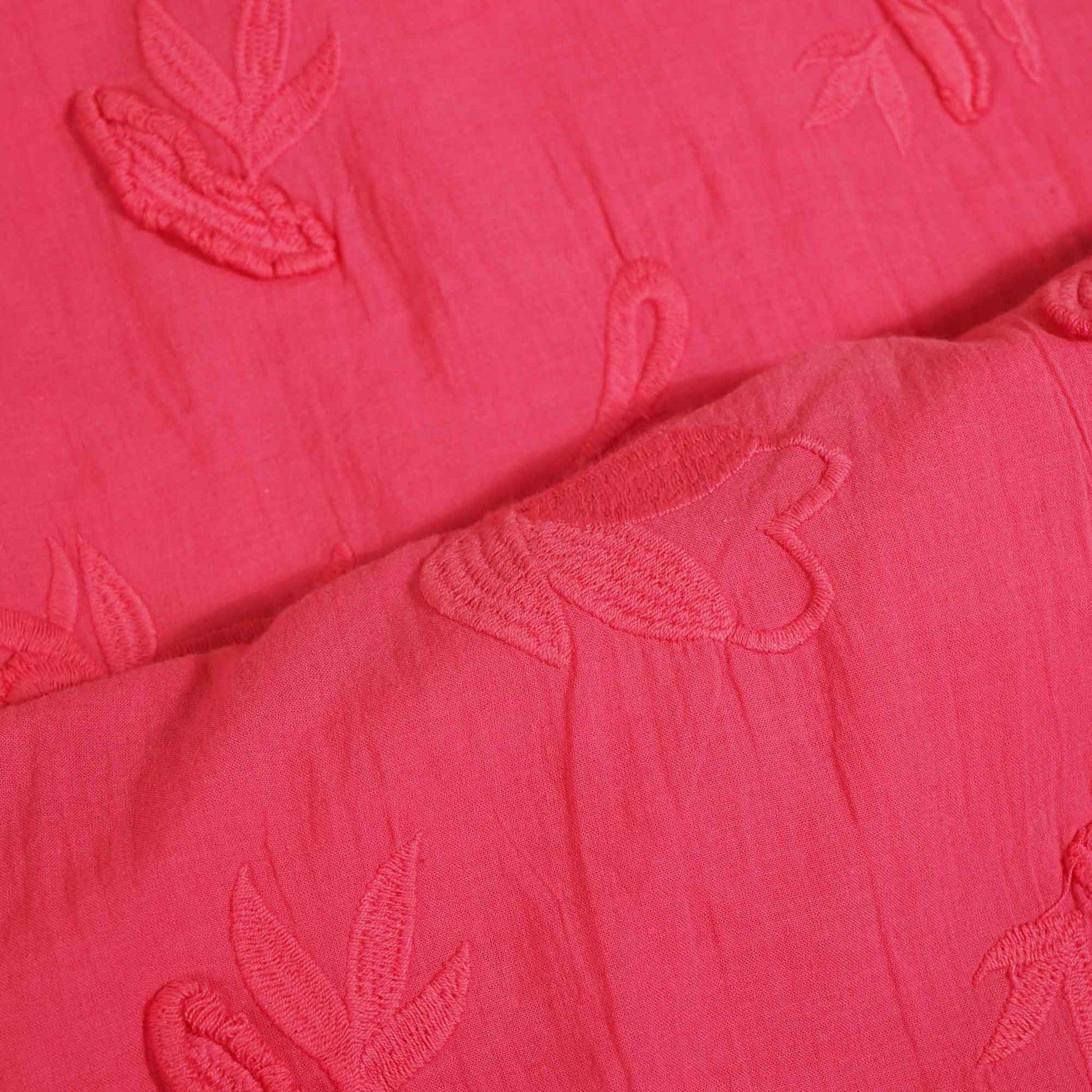 Pink Floral Cutdana Embroidery Tissue Fabric 02355 GT-18817