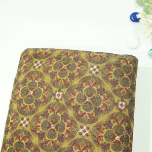 Yellow Hand Embroidery Pure Silk Fabric 309 KRE-19207