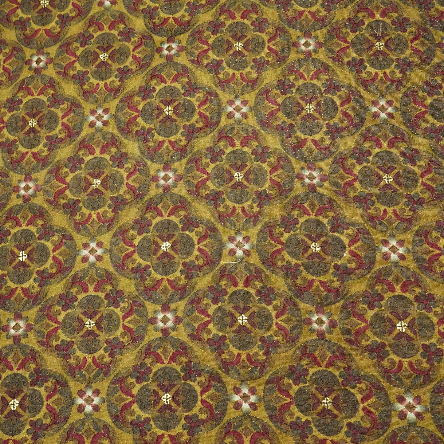 Yellow Hand Embroidery Pure Silk Fabric 309 KRE-19207