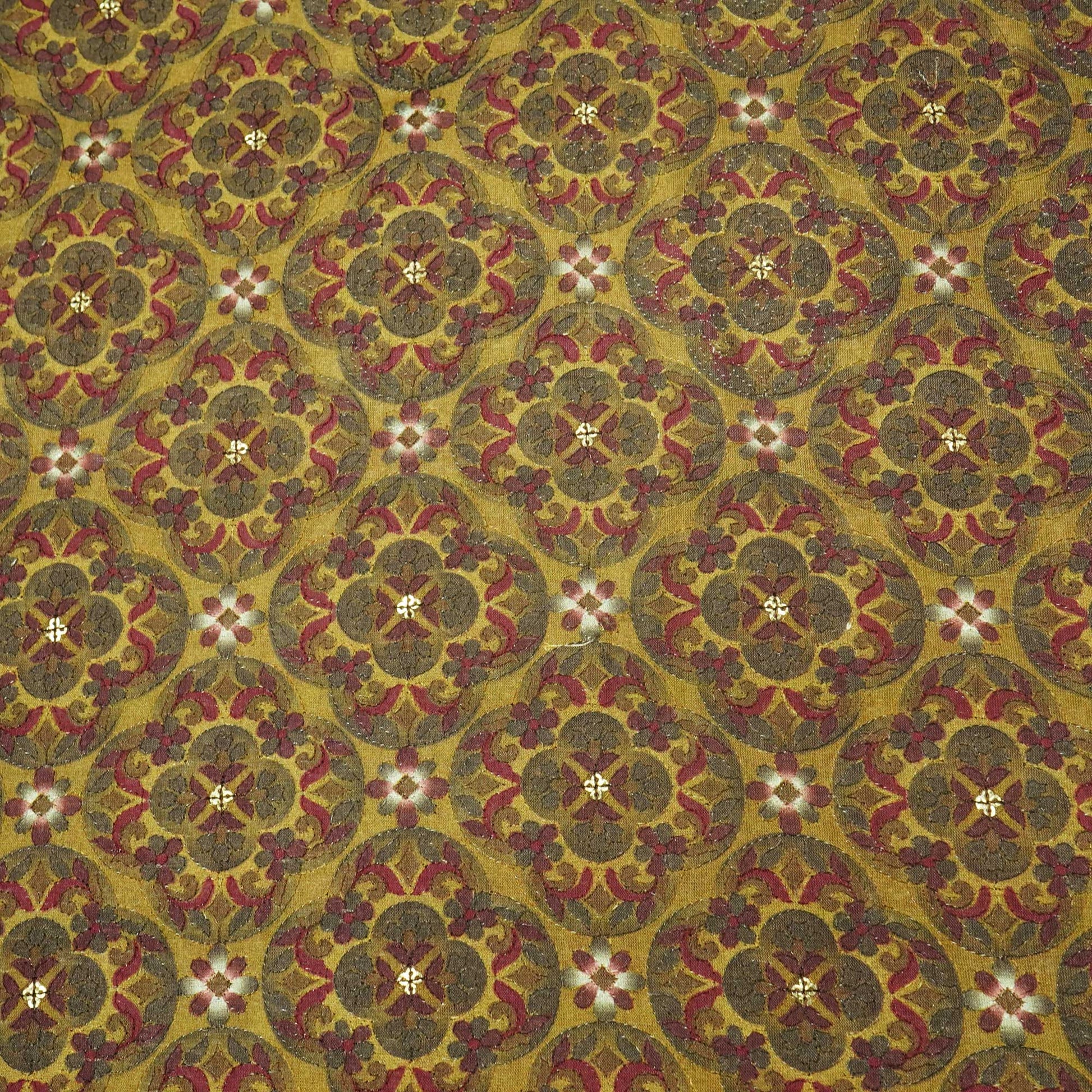 Yellow Hand Embroidery Pure Silk Fabric 309 KRE-19207