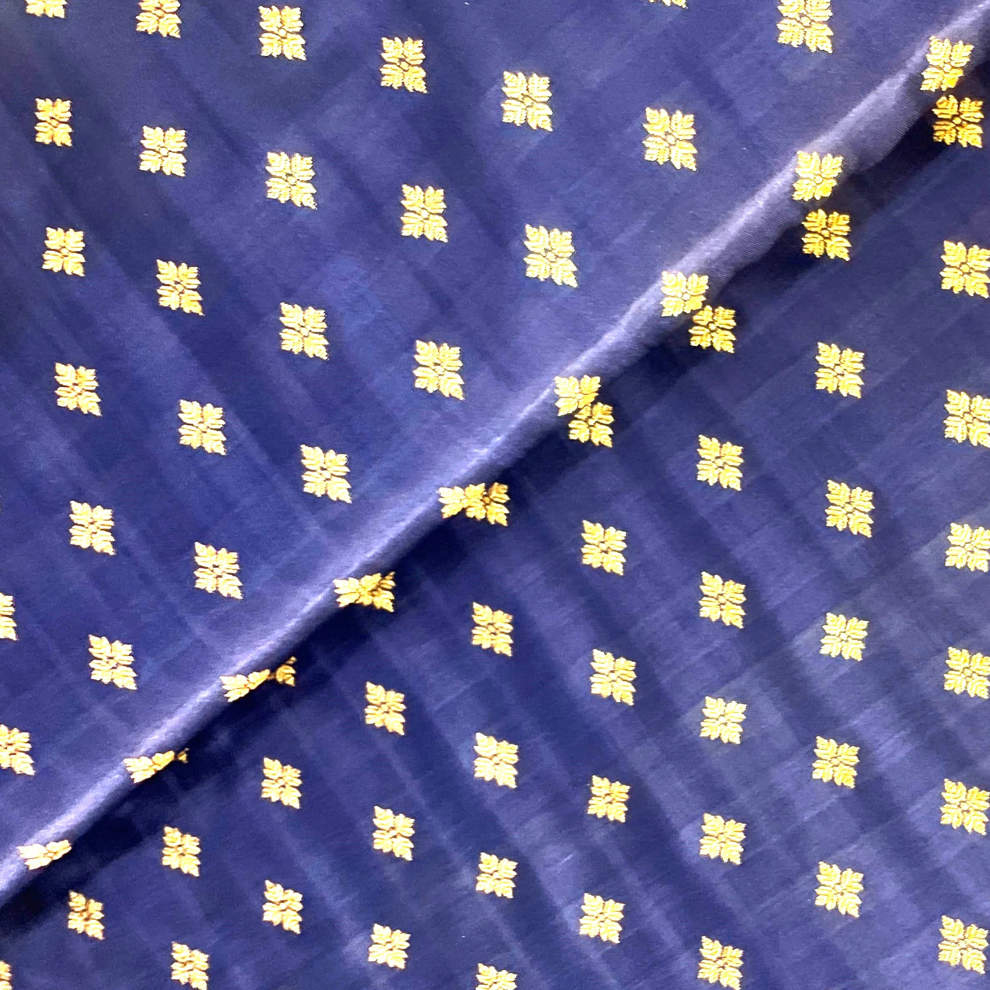 Navy Blue Banarasi Brocade Fabric 19212