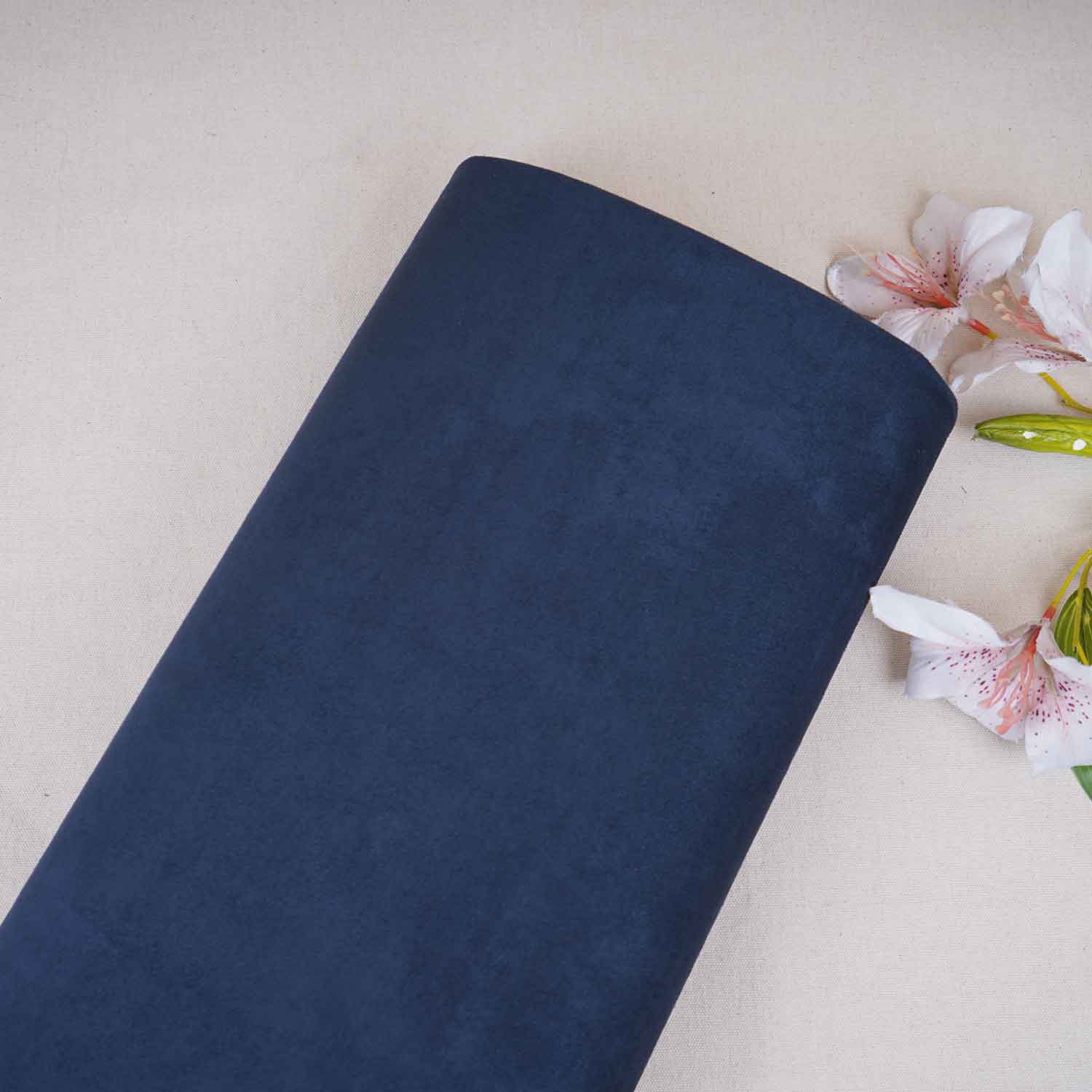 Blue Solid Suede Fabric PDM-29193 - TradeUNO