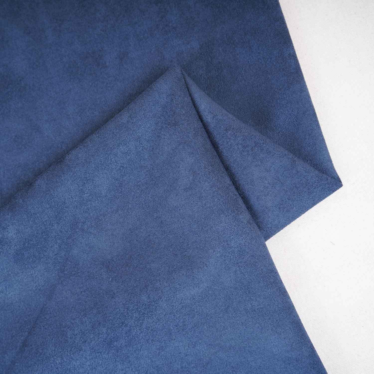 Blue Solid Suede Fabric PDM-29193 - TradeUNO