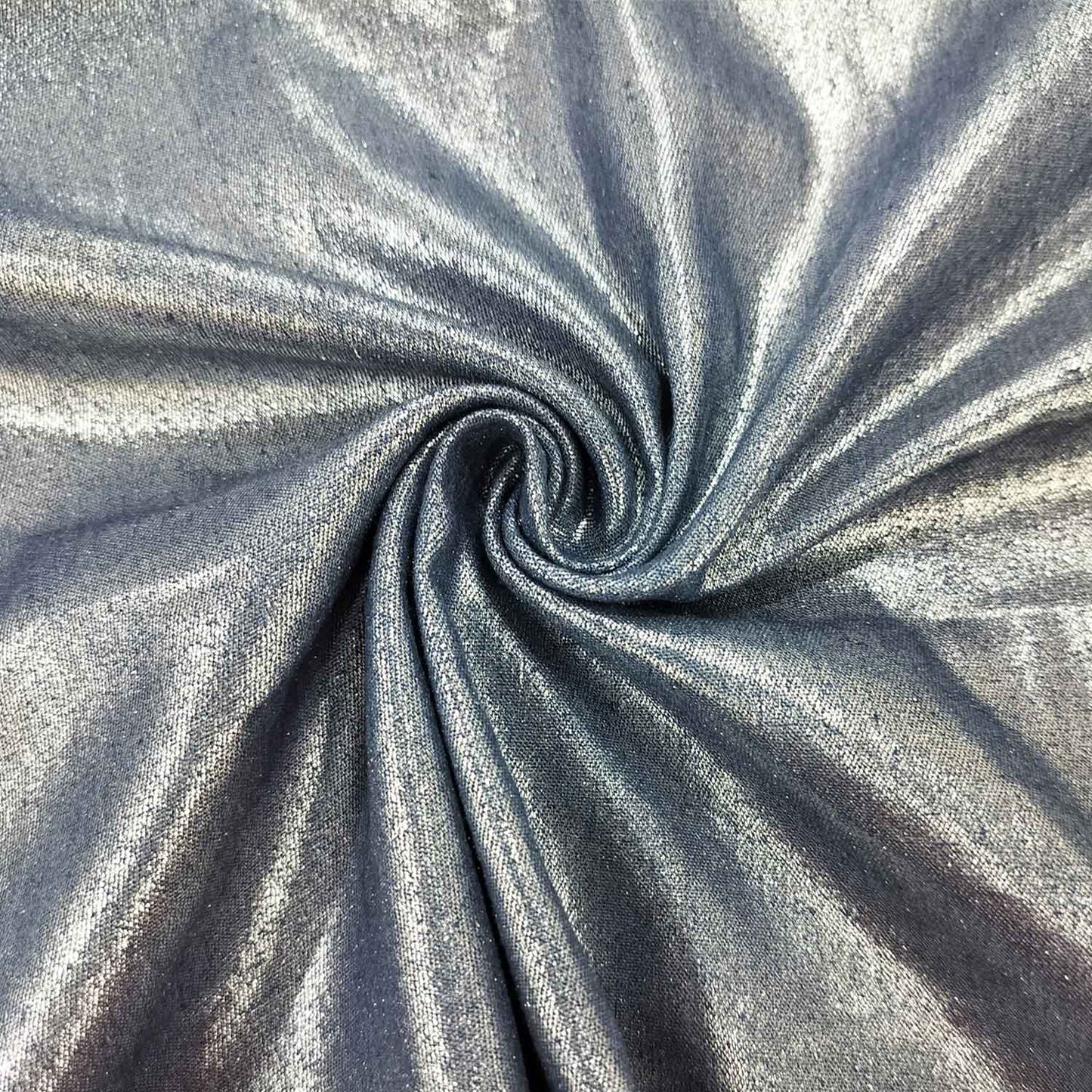 Navy Blue Solid Denim Foil Fabric CF-19323