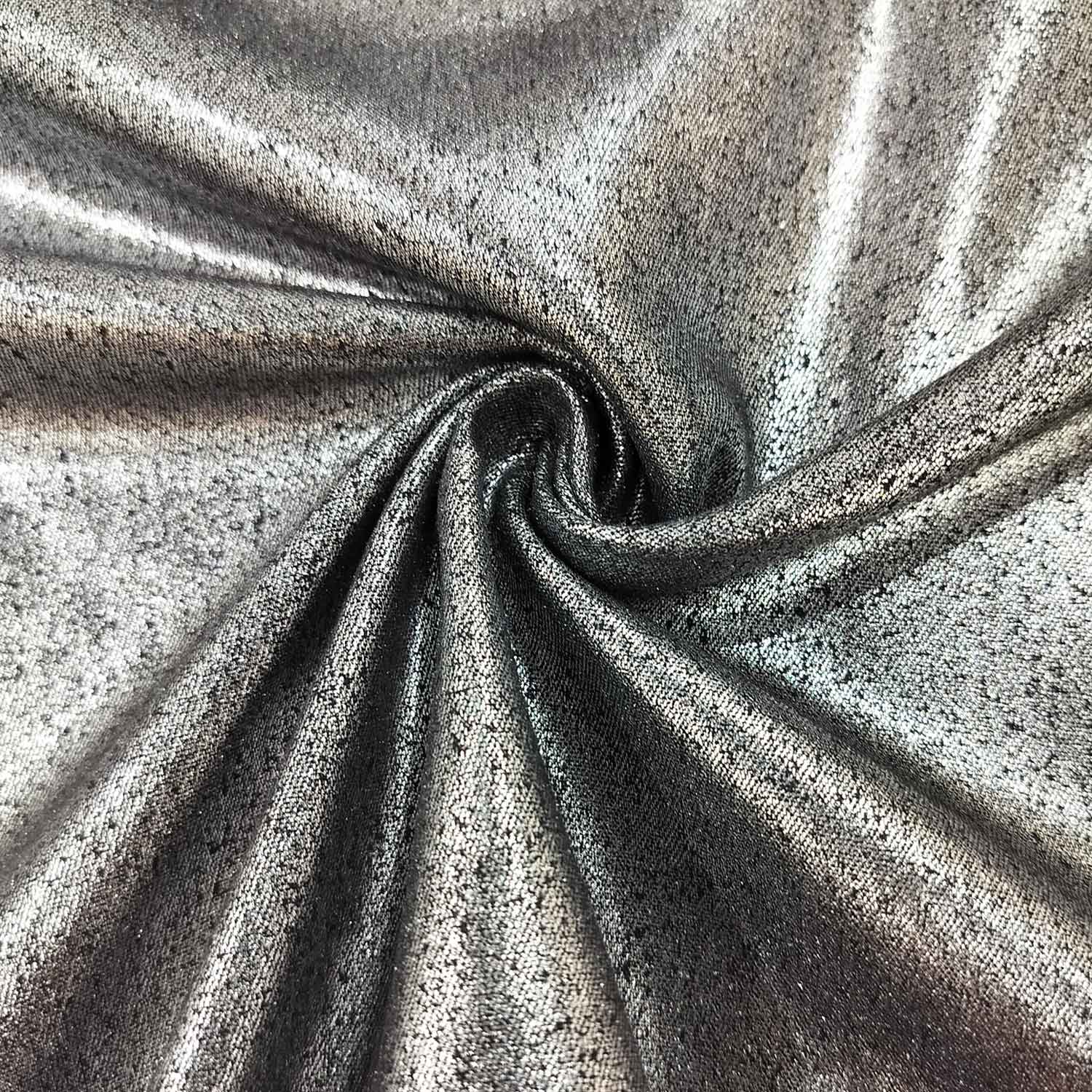 Black Solid Denim Foil Fabric CF-19324